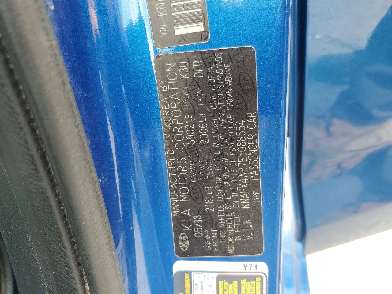 2014 Kia Forte Ex Синий vin: KNAFX4A87E5088554