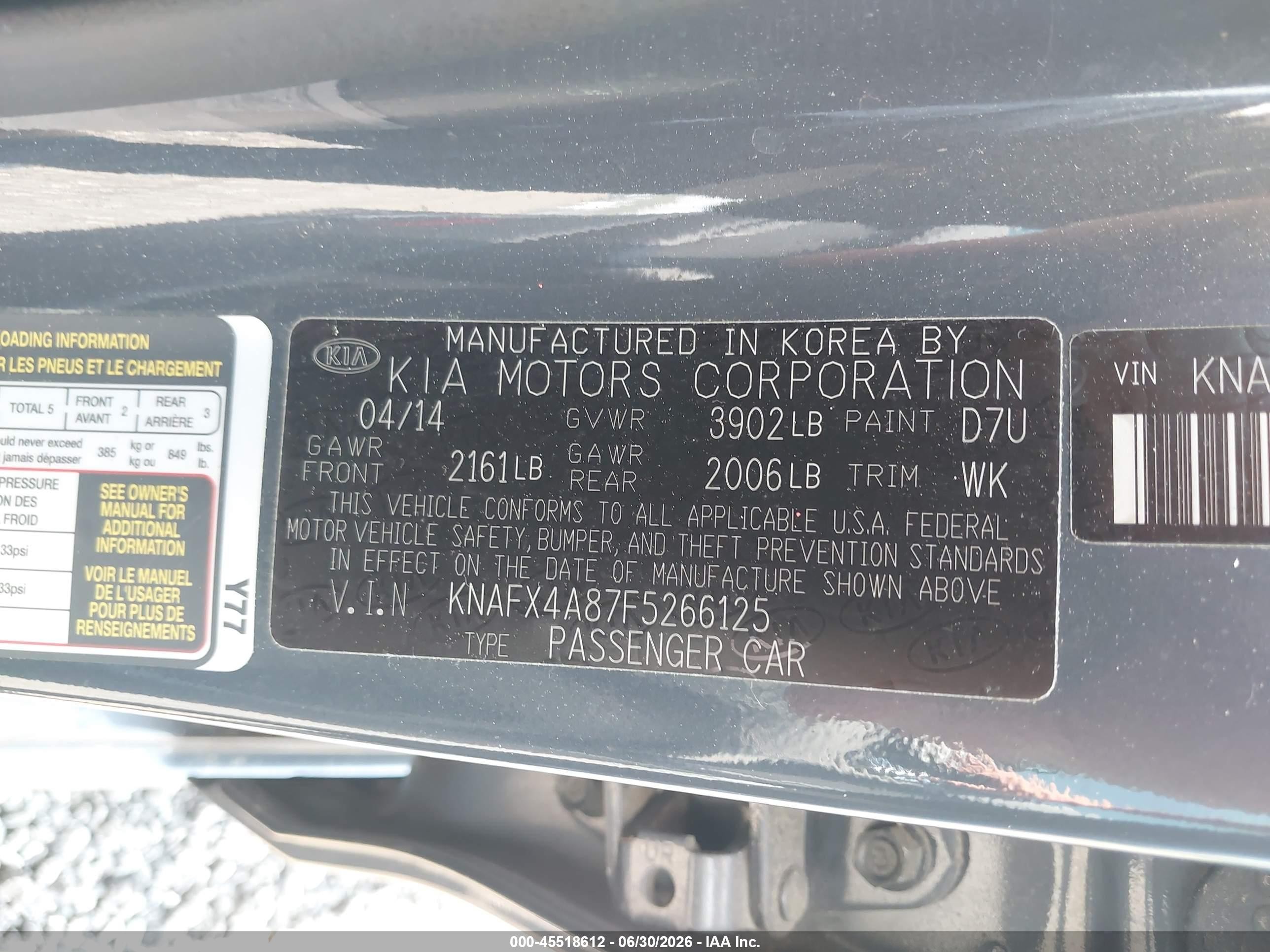 2015 Kia Forte Ex Gray vin: KNAFX4A87F5266125