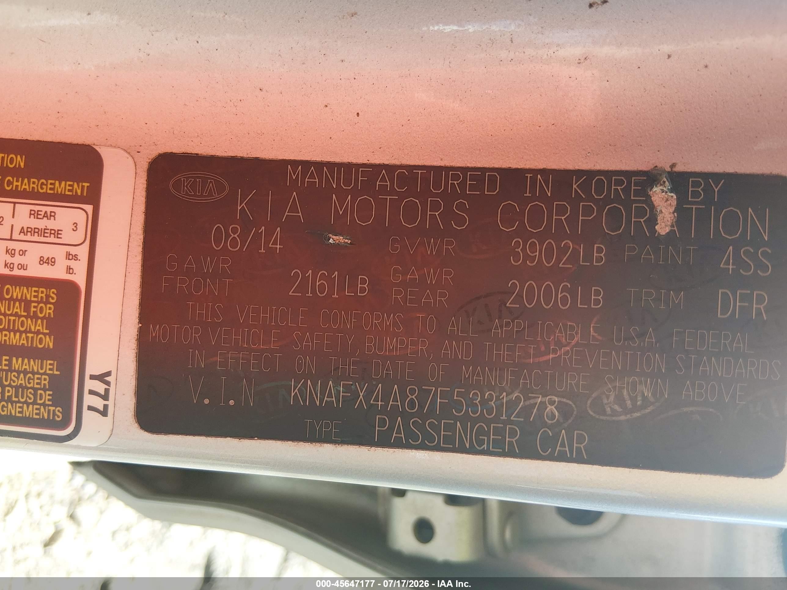 2015 Kia Forte Ex Silver vin: KNAFX4A87F5331278