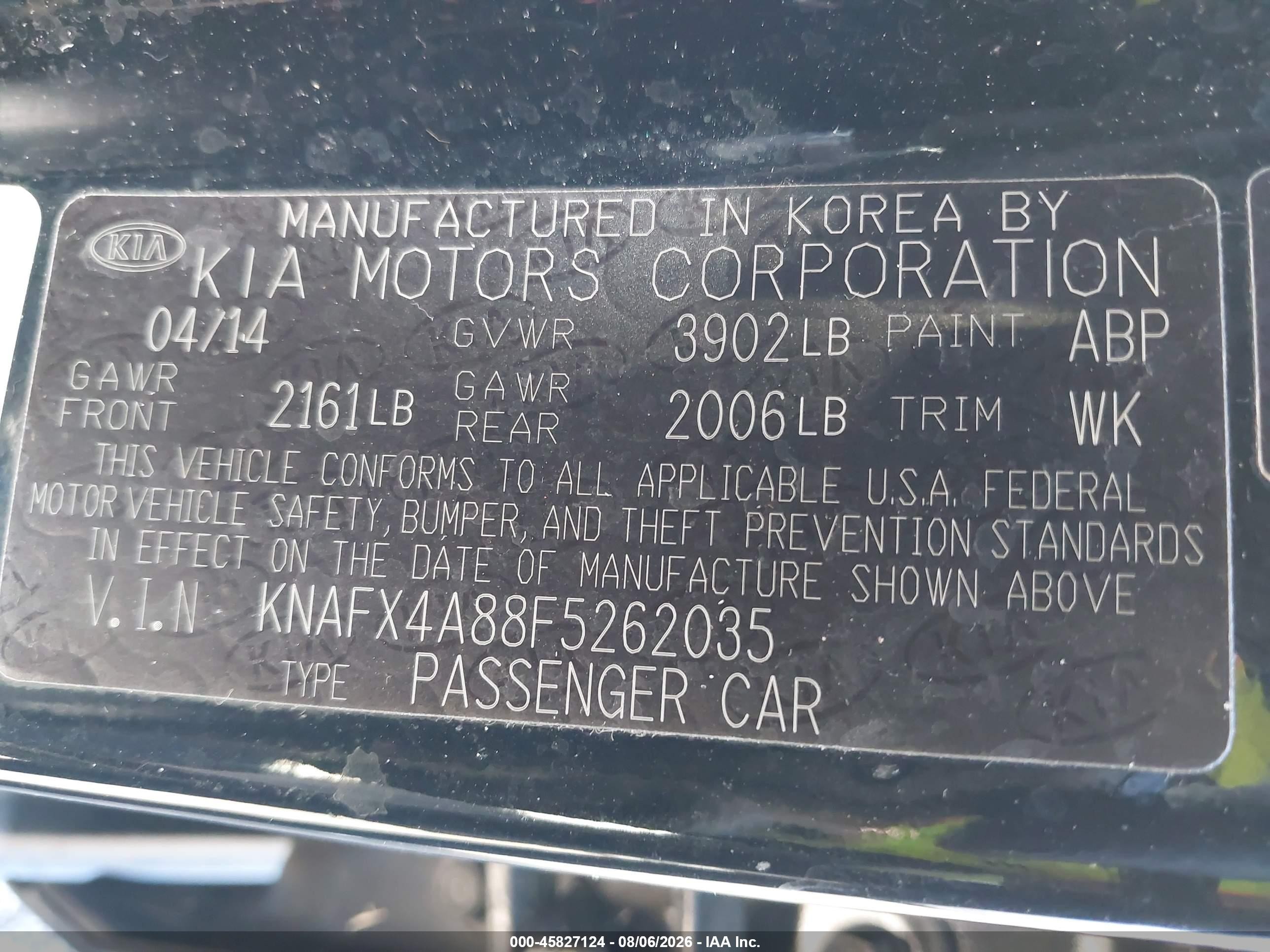 2015 Kia Forte Ex Black vin: KNAFX4A88F5262035