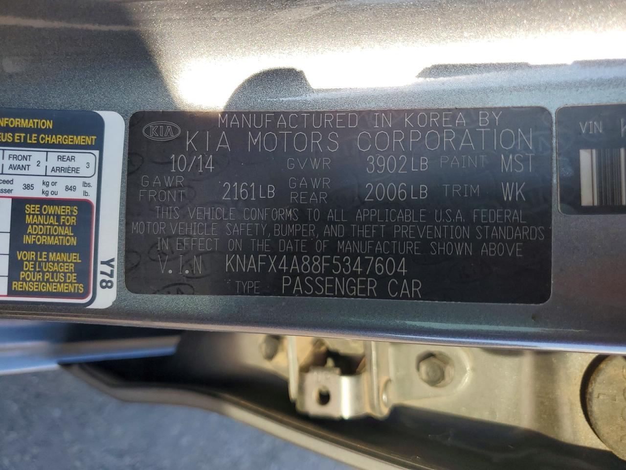 2015 Kia Forte Ex Серый vin: KNAFX4A88F5347604