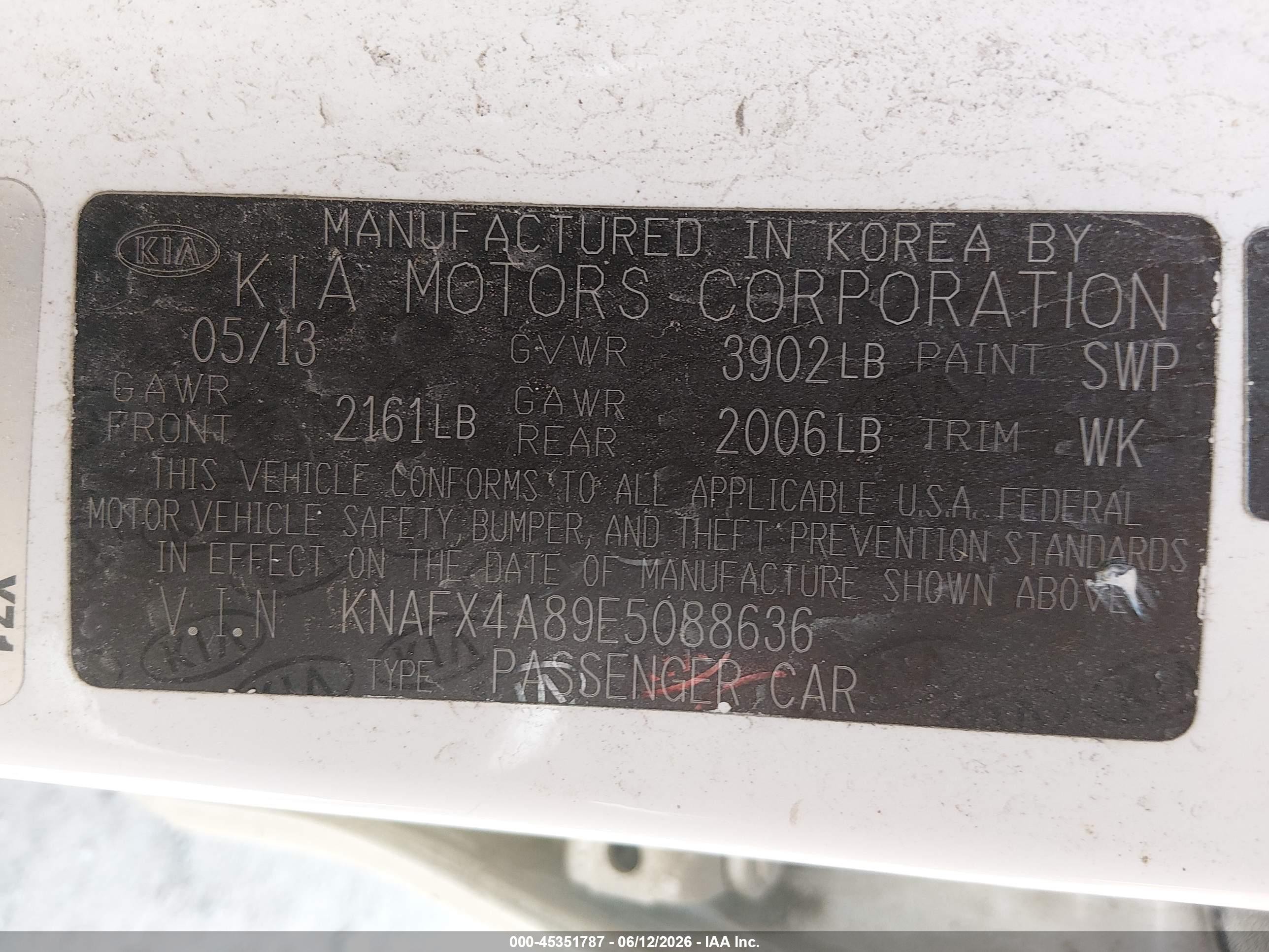 2014 Kia Forte Ex White vin: KNAFX4A89E5088636