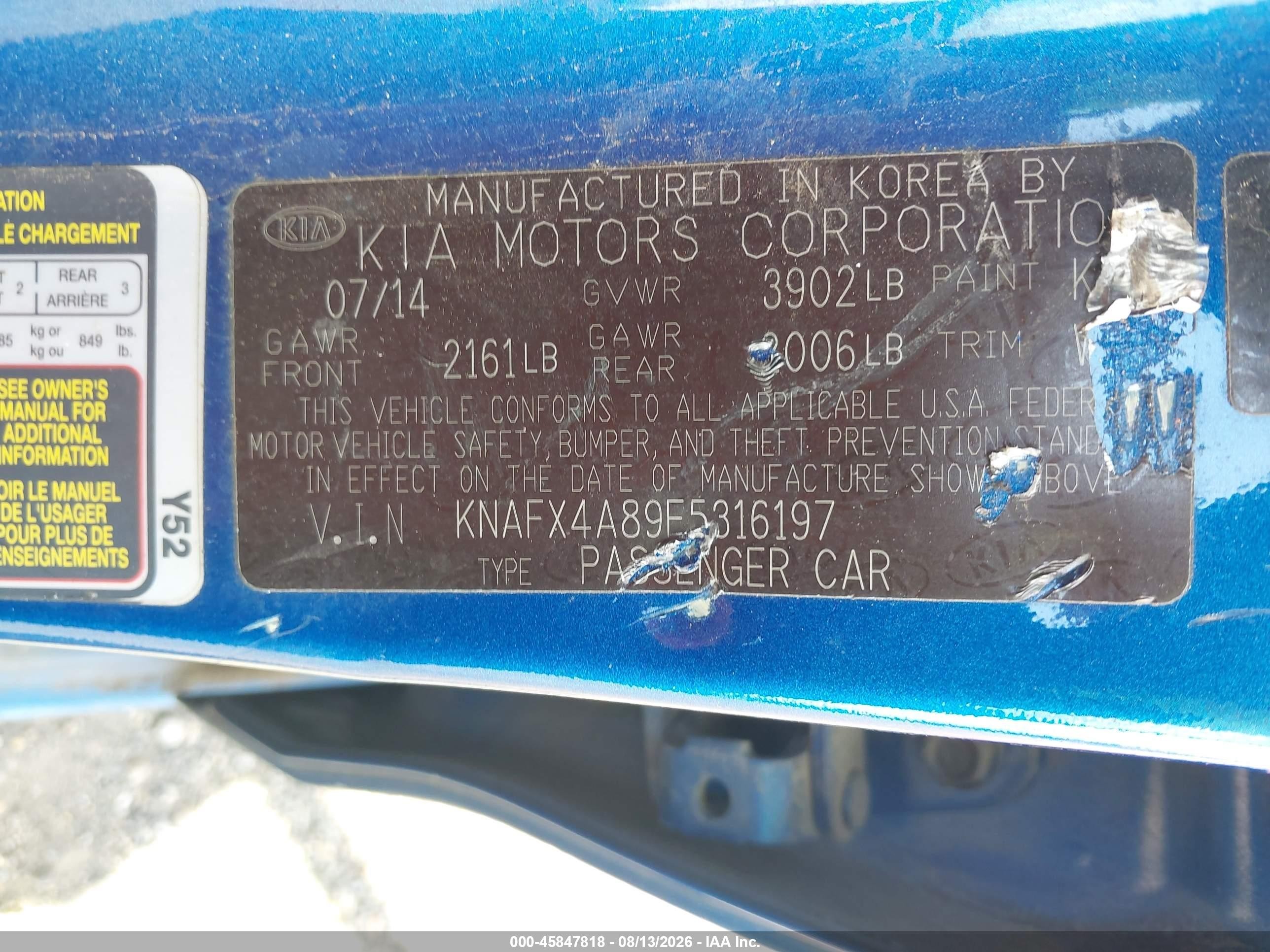 2015 Kia Forte Ex Blue vin: KNAFX4A89F5316197