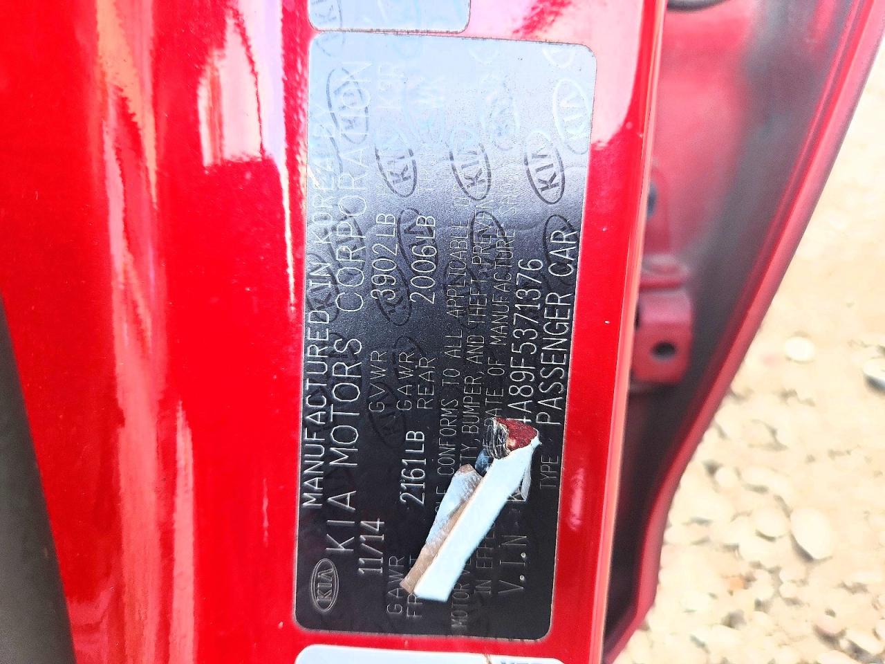 2015 Kia Forte Ex Red vin: KNAFX4A89F5371376