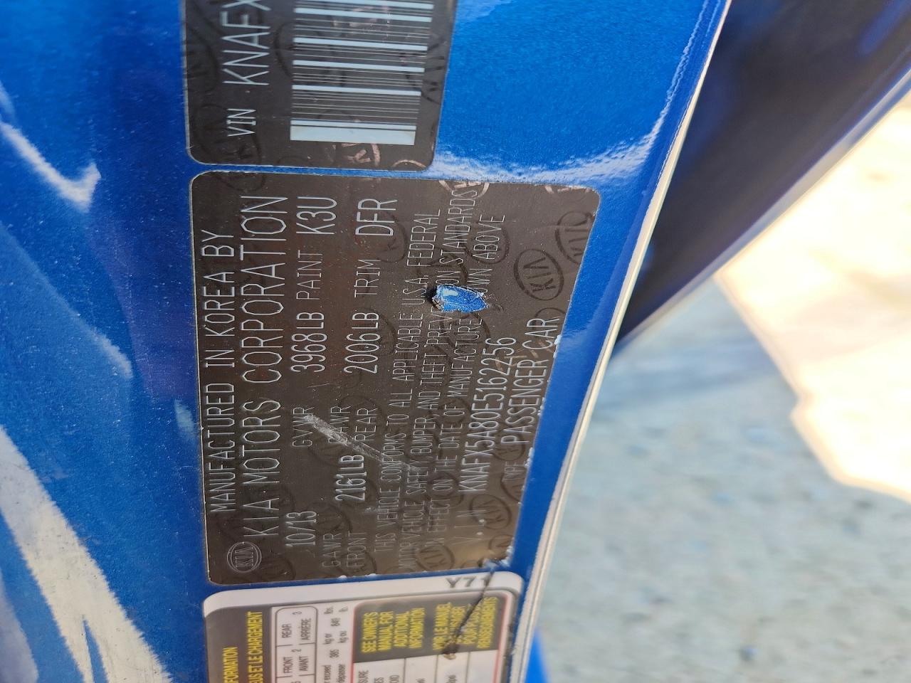 2014 Kia Forte Ex Blue vin: KNAFX5A80E5162256