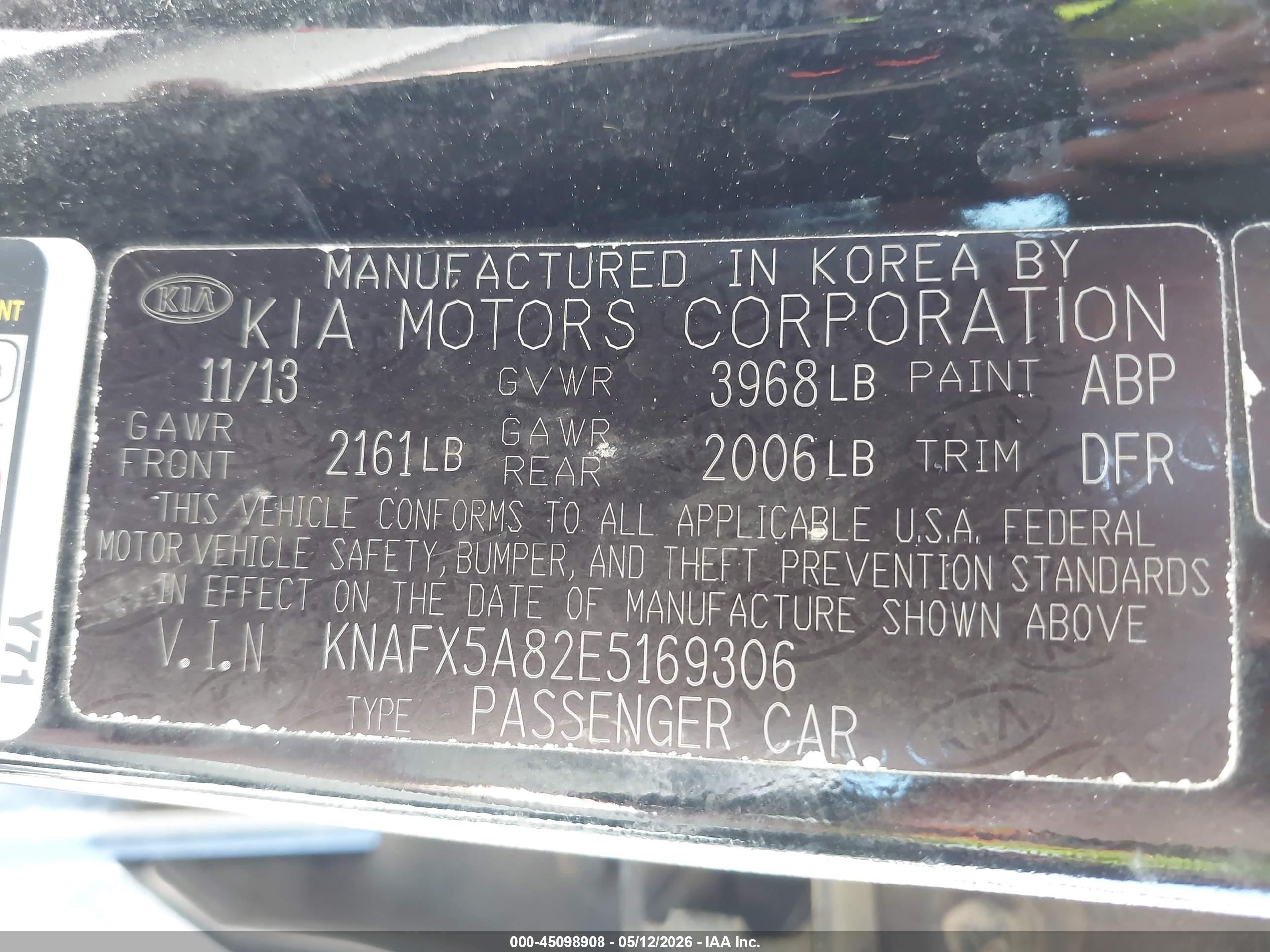 2014 Kia Forte Ex Black vin: KNAFX5A82E5169306
