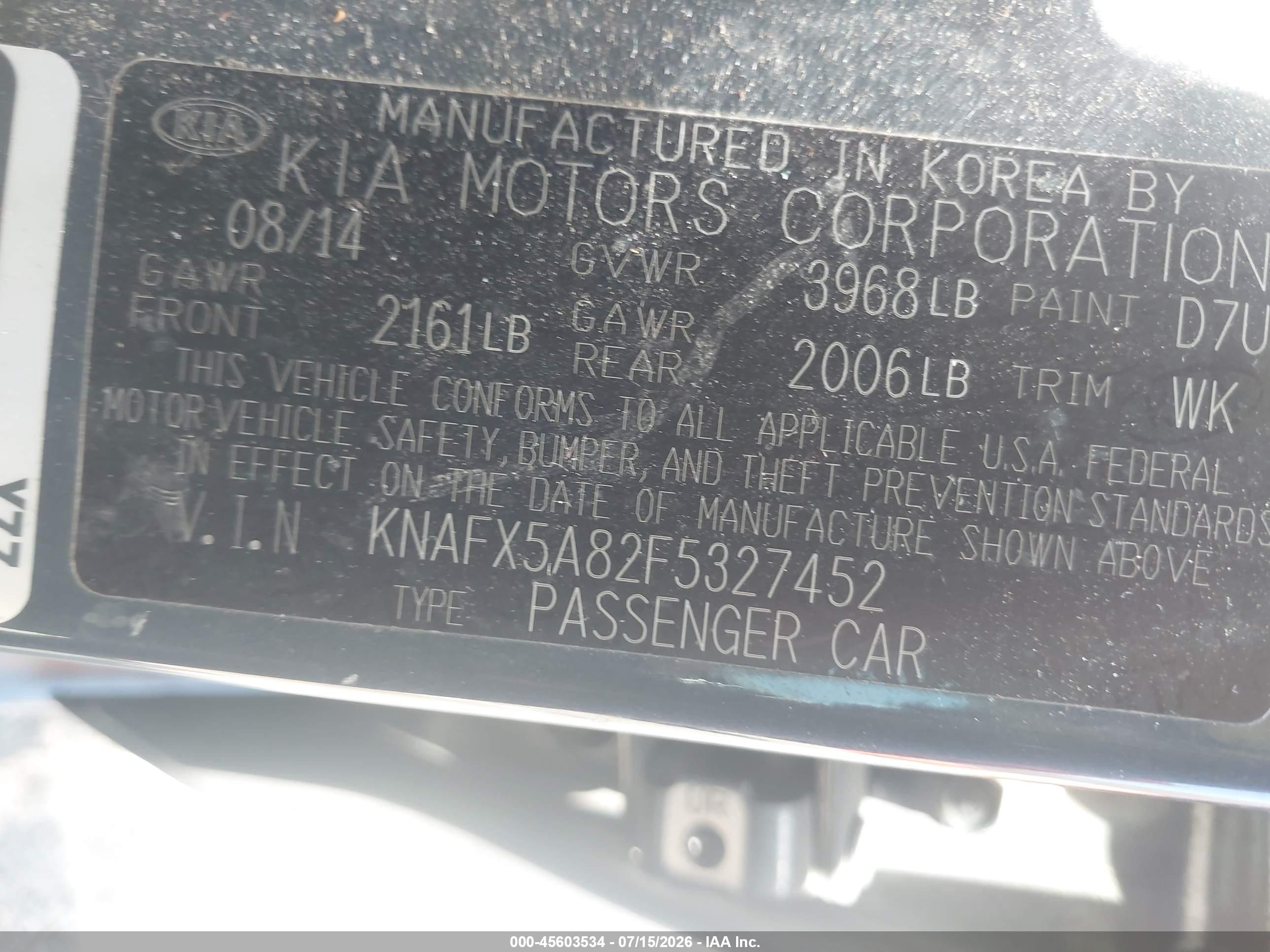 2015 Kia Forte Ex Gray vin: KNAFX5A82F5327452