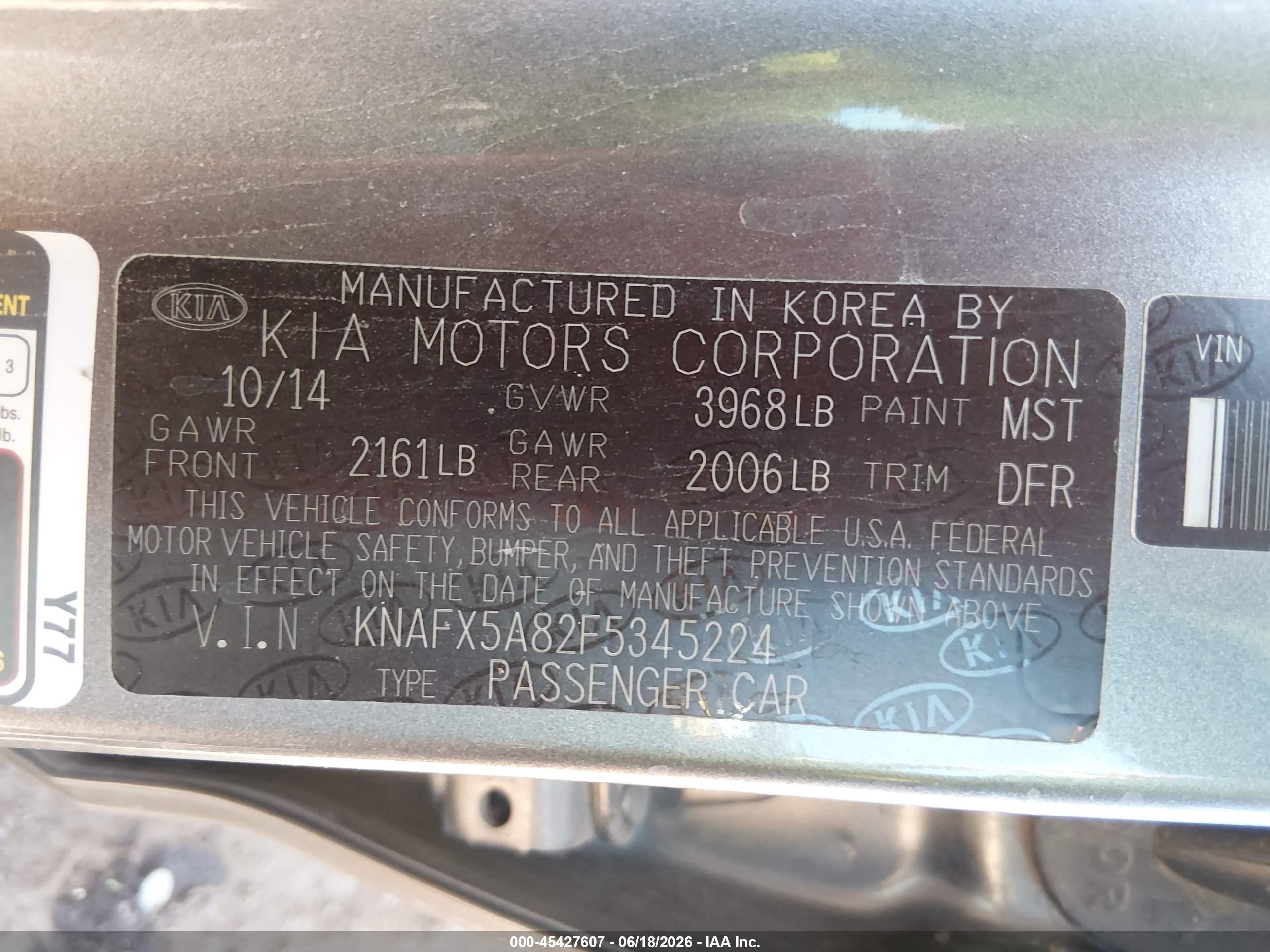 2015 Kia Forte Ex Gray vin: KNAFX5A82F5345224