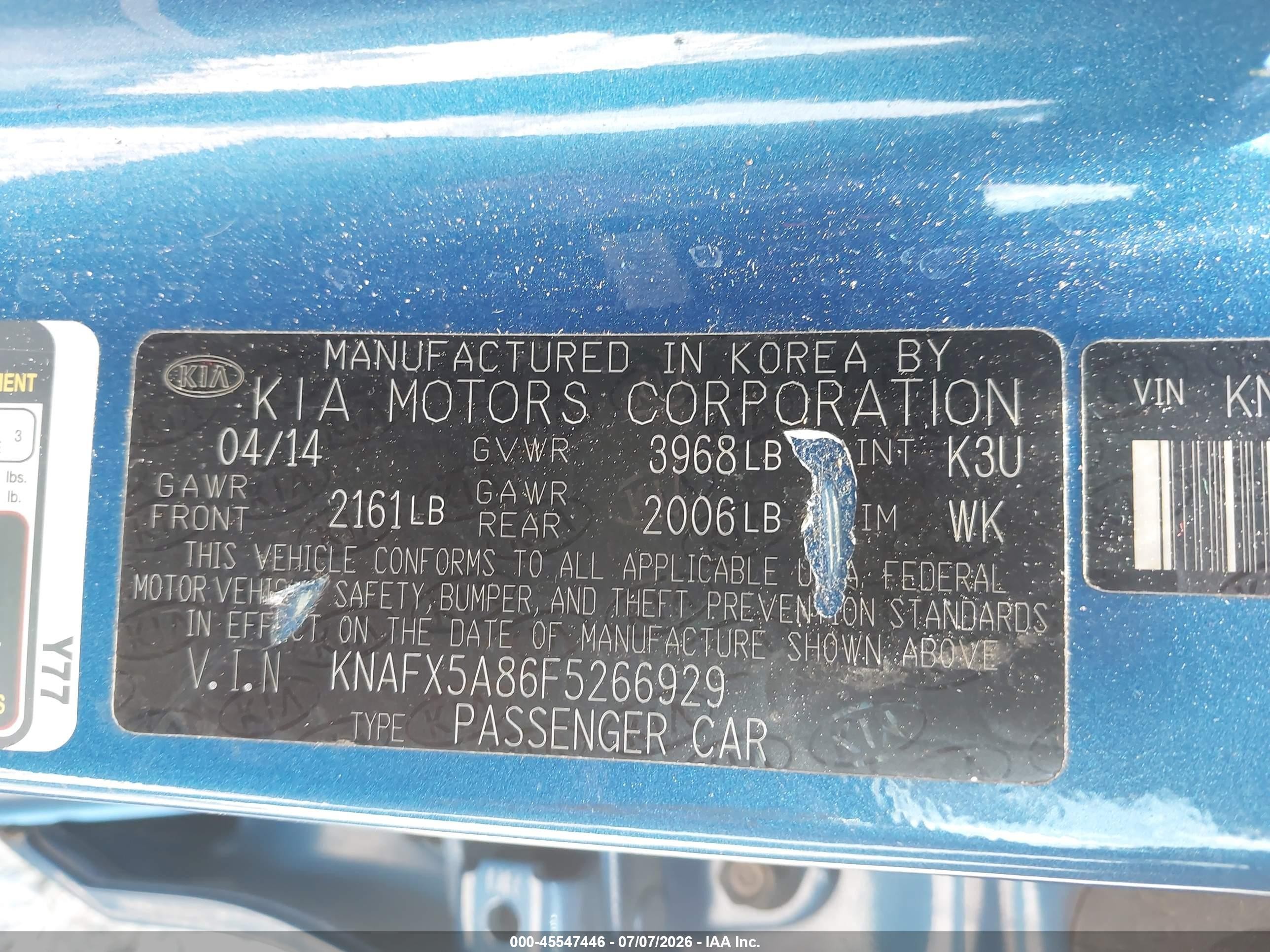 2015 Kia Forte Ex Blue vin: KNAFX5A86F5266929