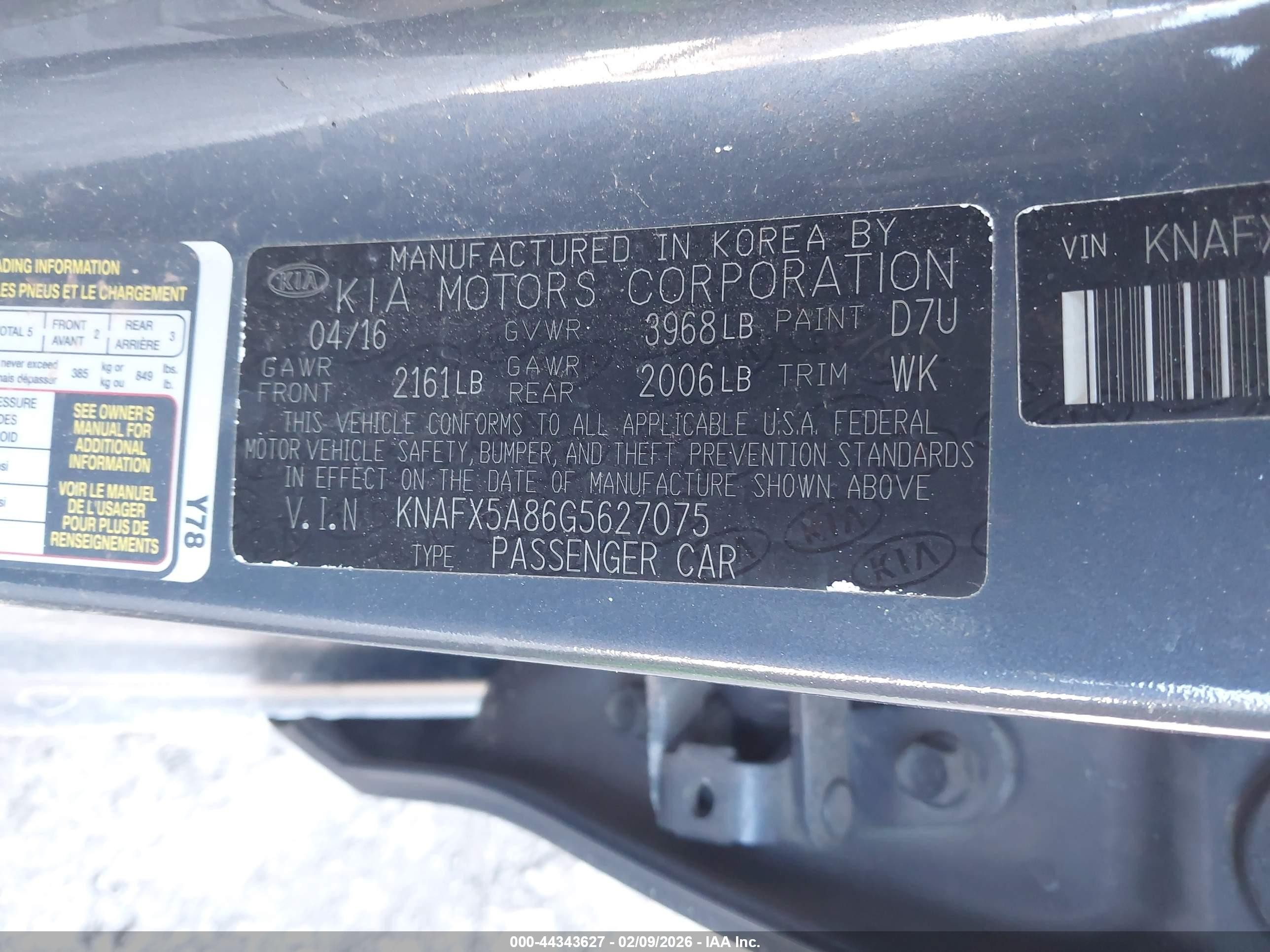 2016 Kia Forte Ex Black vin: KNAFX5A86G5627075