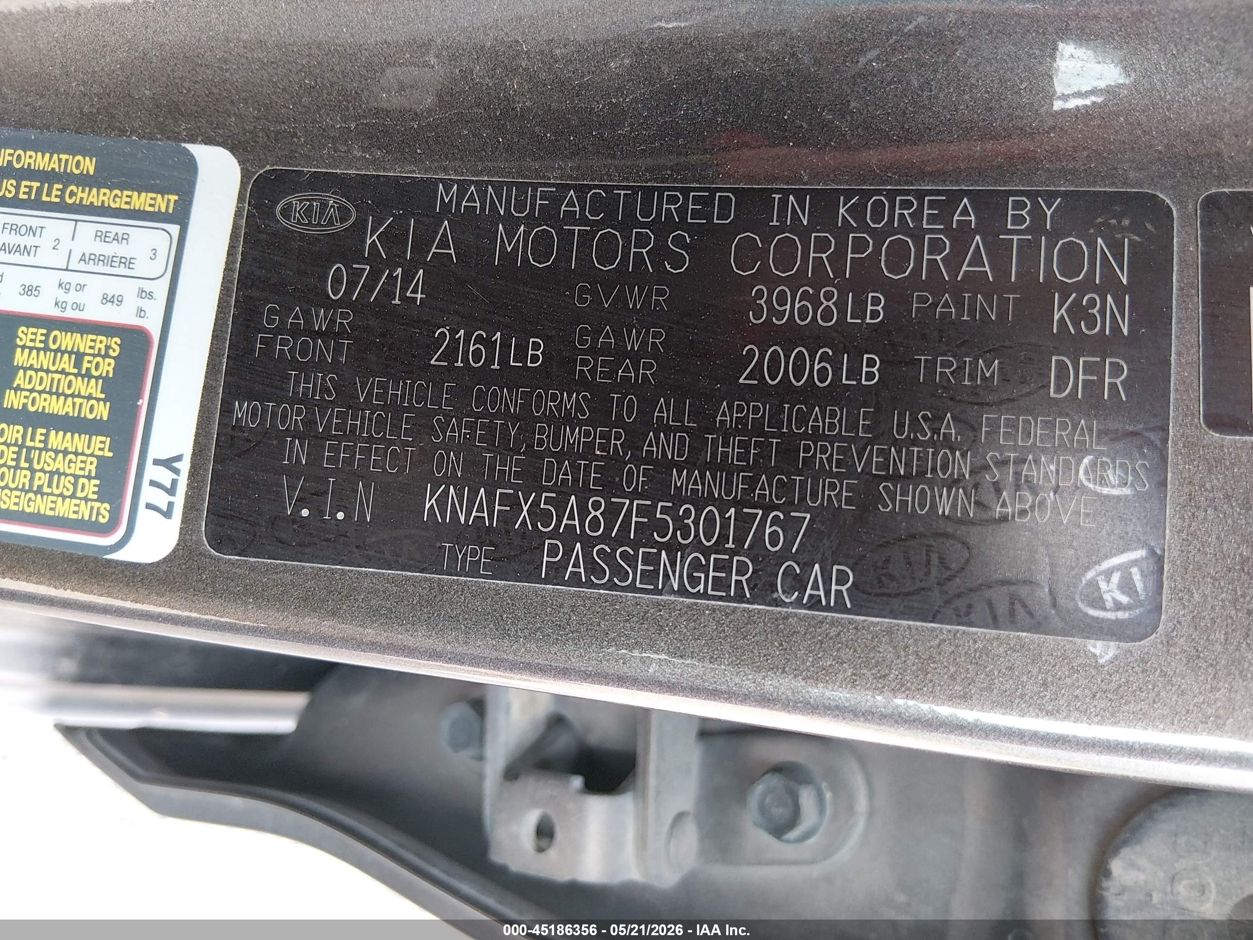 2015 Kia Forte Ex Brown vin: KNAFX5A87F5301767