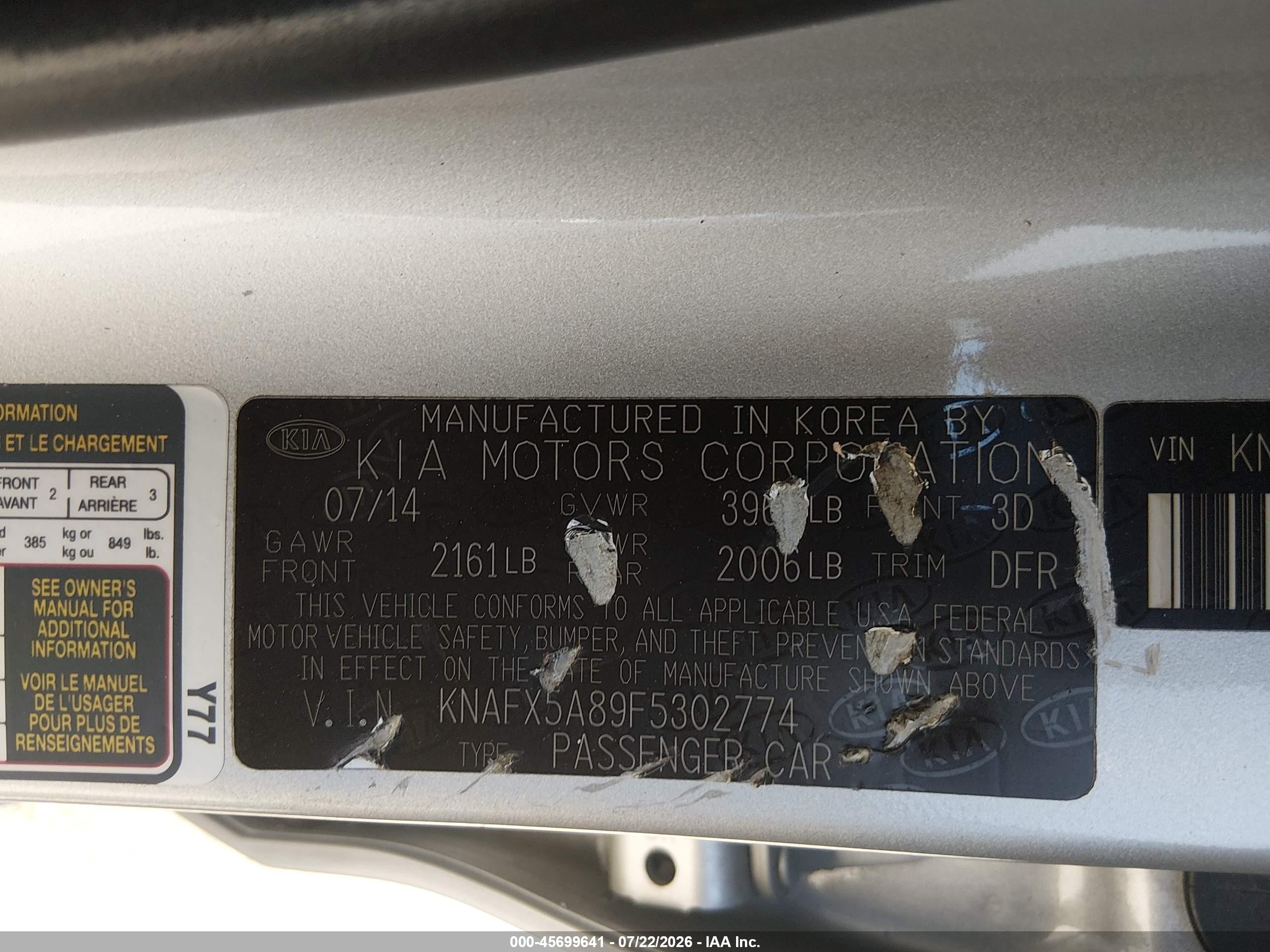 2015 Kia Forte Ex Silver vin: KNAFX5A89F5302774
