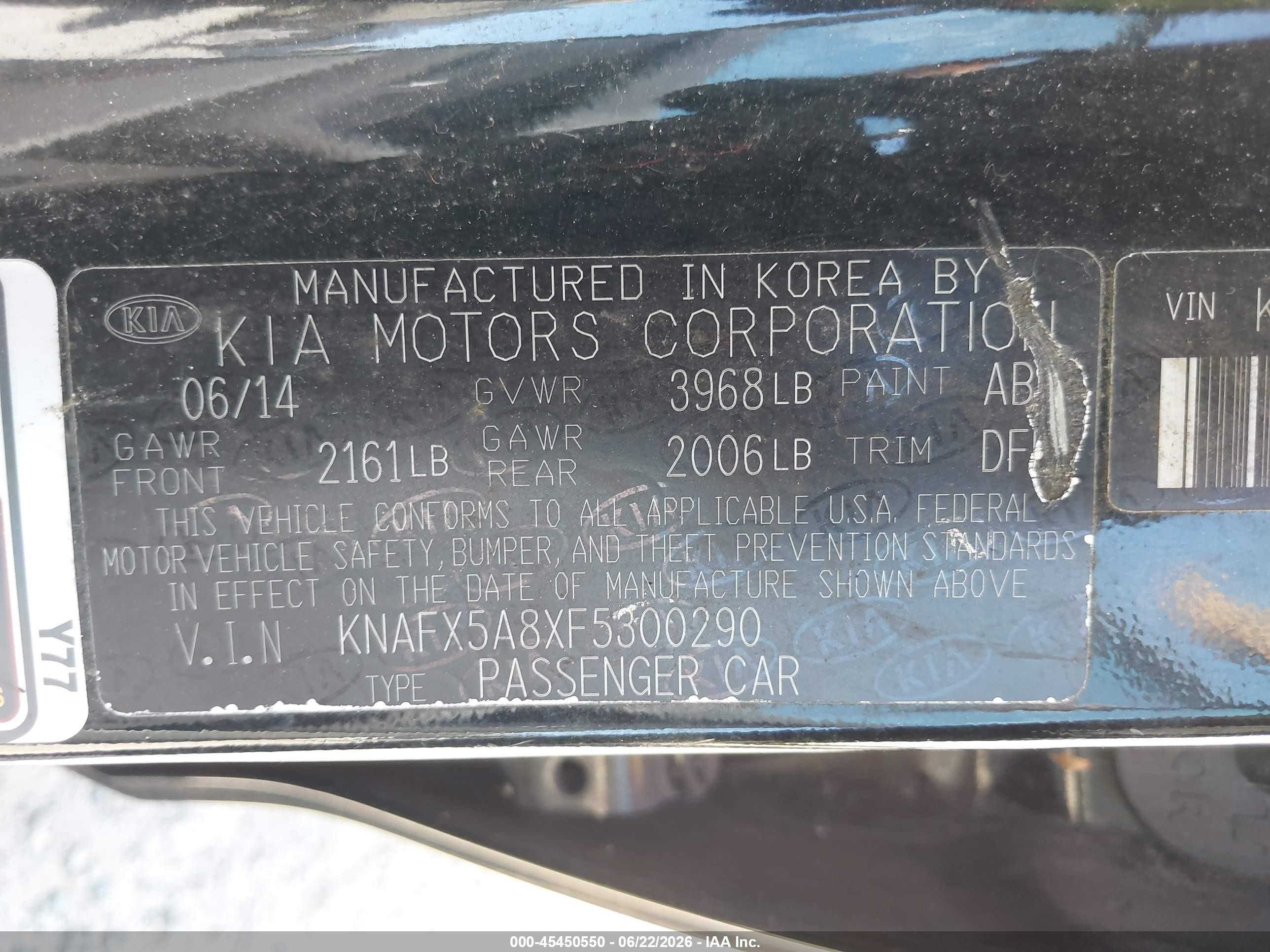 2015 Kia Forte Ex Black vin: KNAFX5A8XF5300290