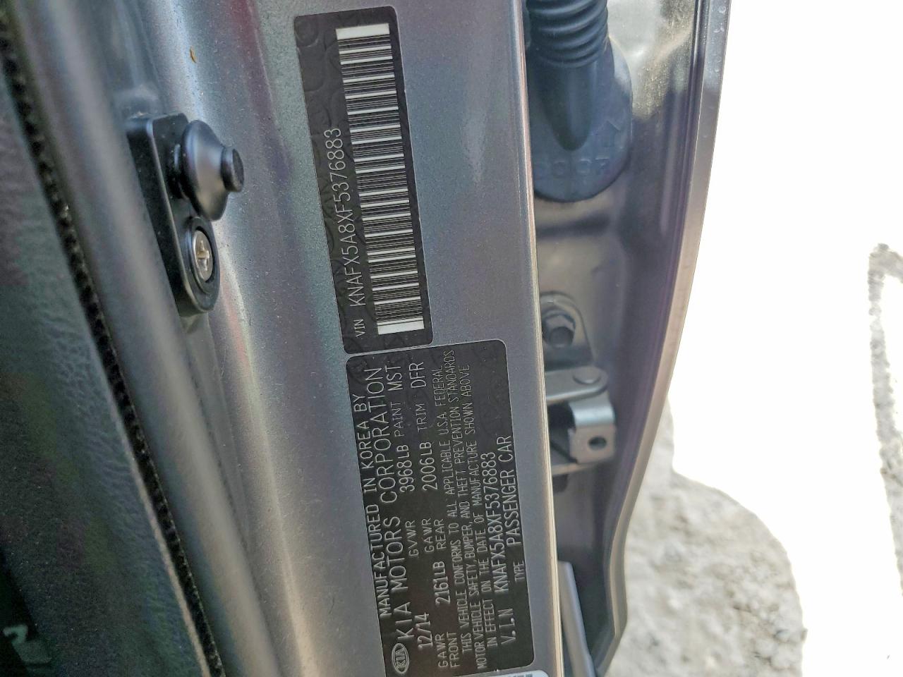 2015 Kia Forte Ex Угольный vin: KNAFX5A8XF5376883