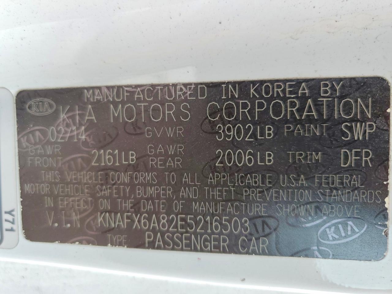 2014 Kia Forte Ex White vin: KNAFX6A82E5216503