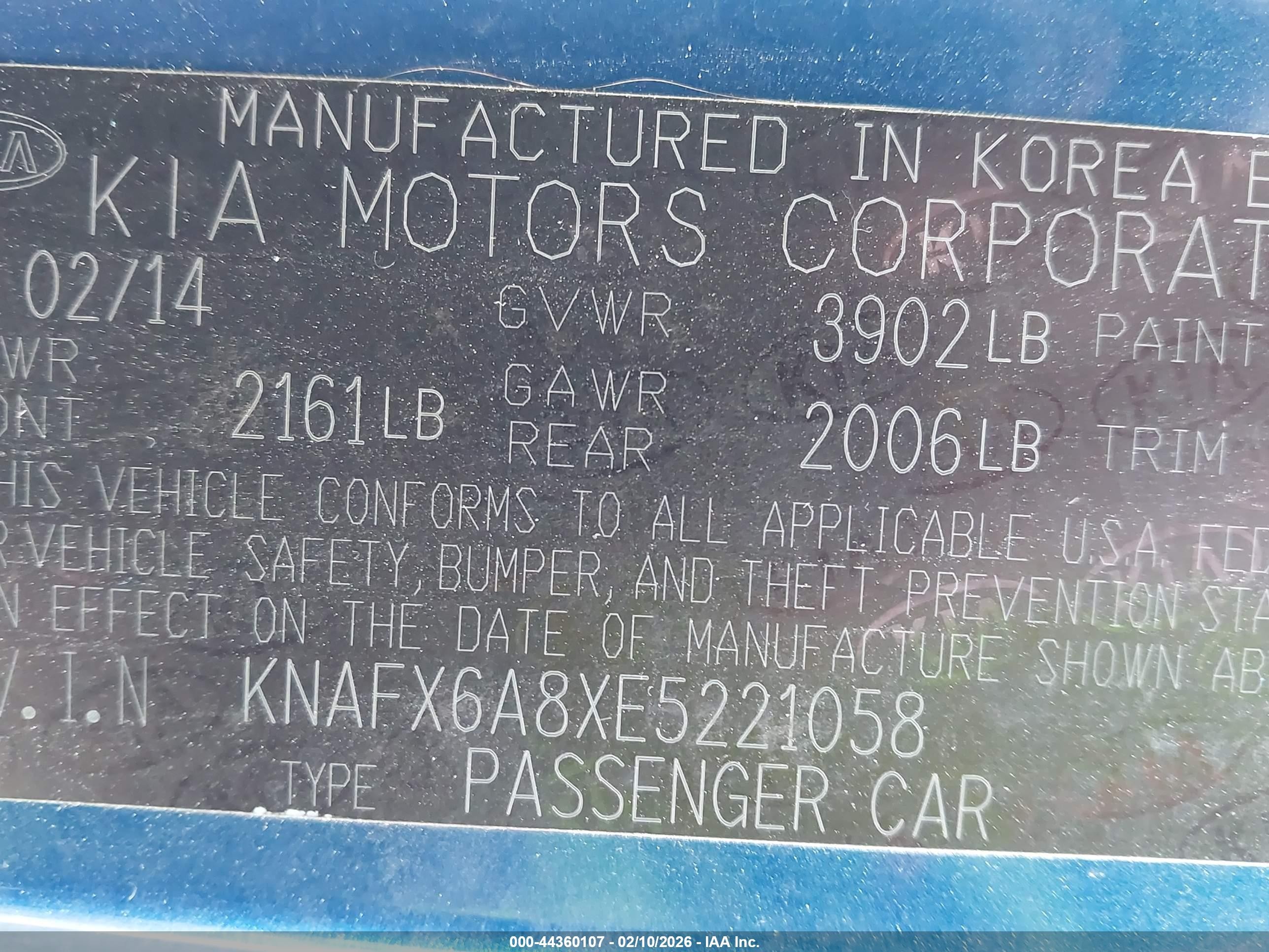2014 Kia Forte Koup Ex Blue vin: KNAFX6A8XE5221058