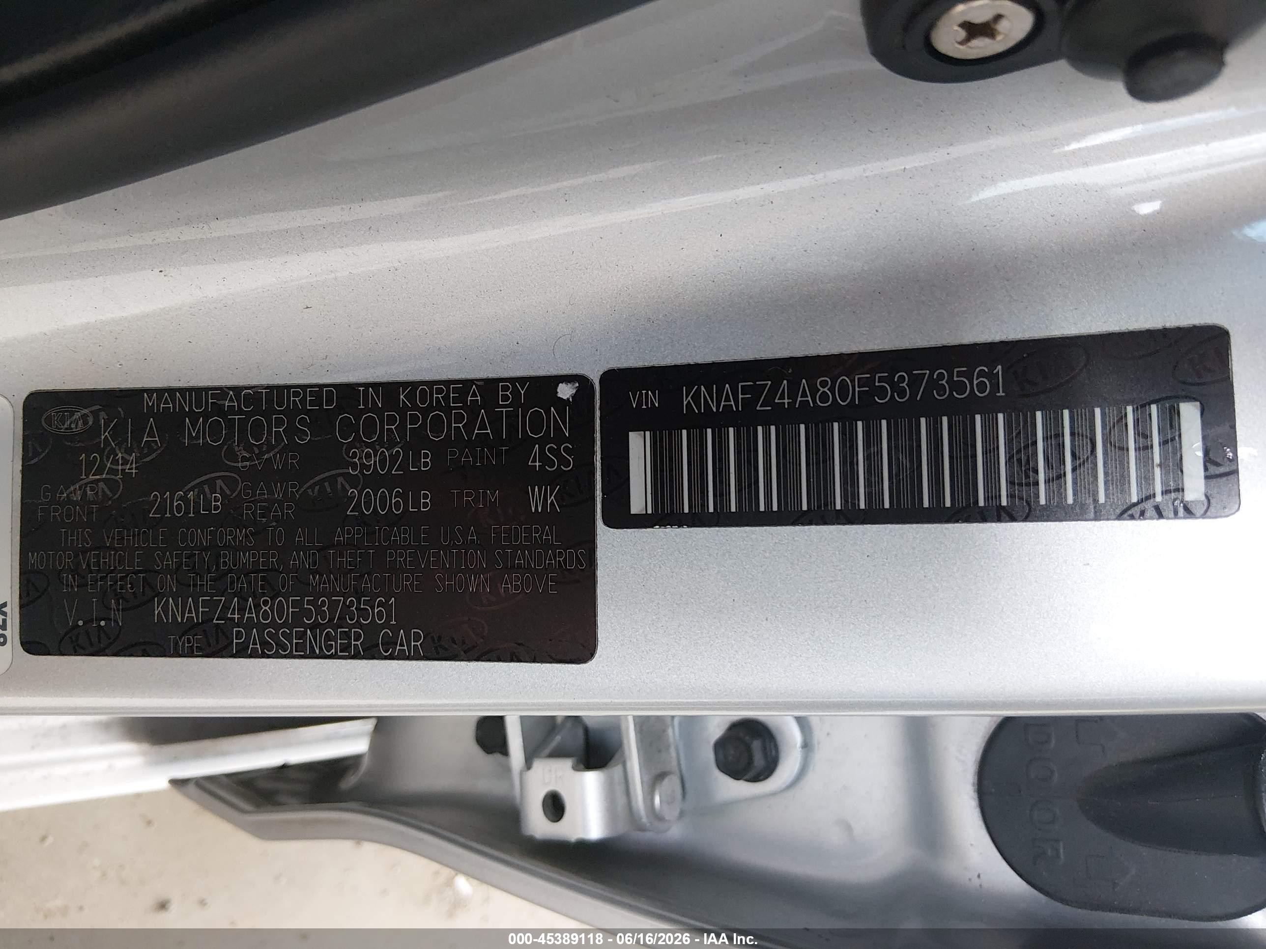 2015 Kia Forte Ex Silver vin: KNAFZ4A80F5373561