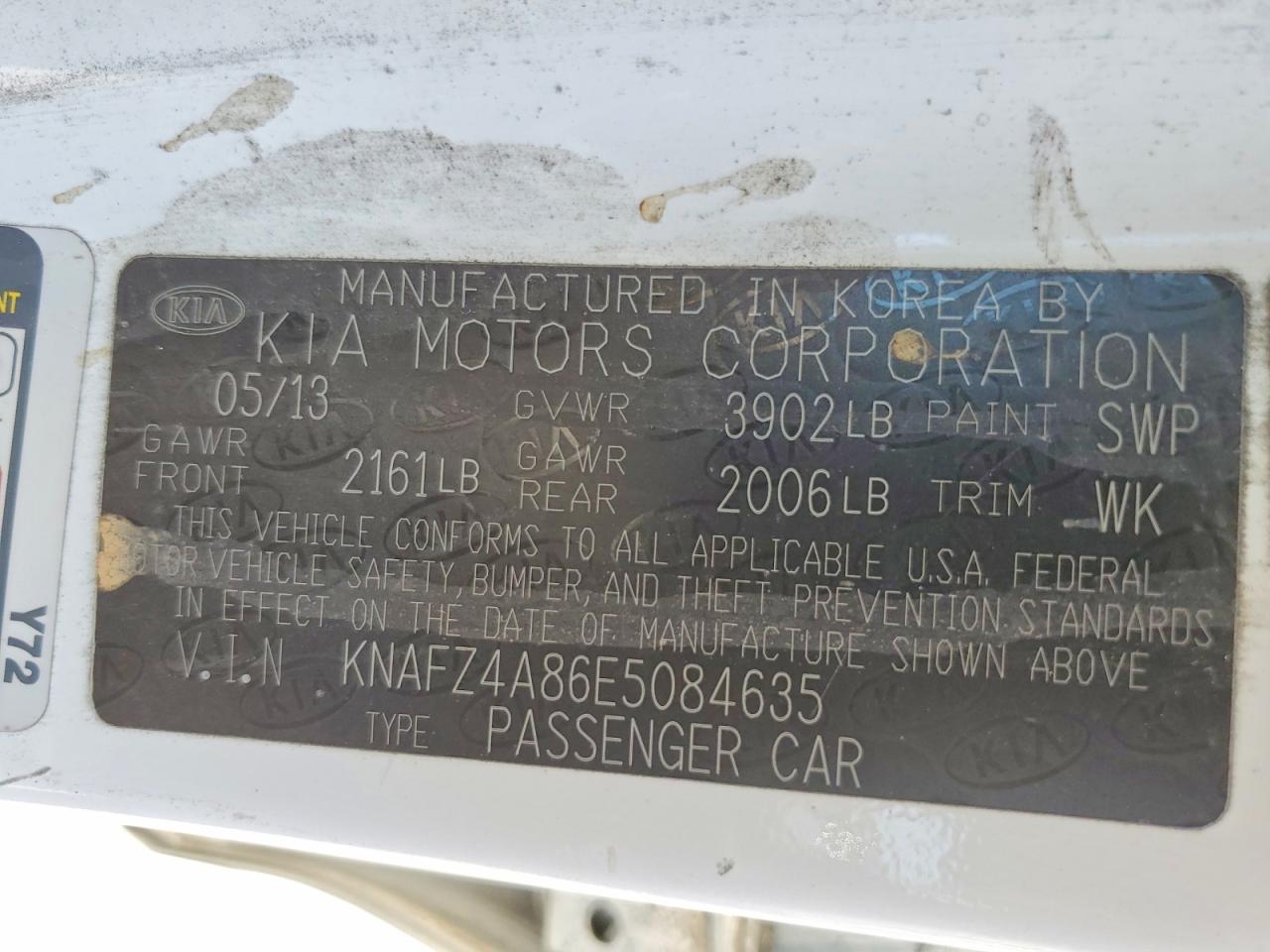 2014 Kia Forte Ex White vin: KNAFZ4A86E5084635
