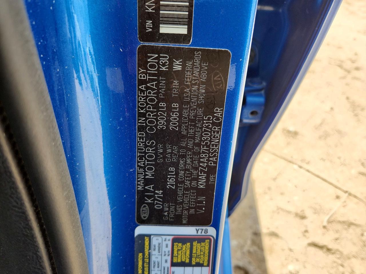 2015 Kia Forte Blue vin: KNAFZ4A87F5307315