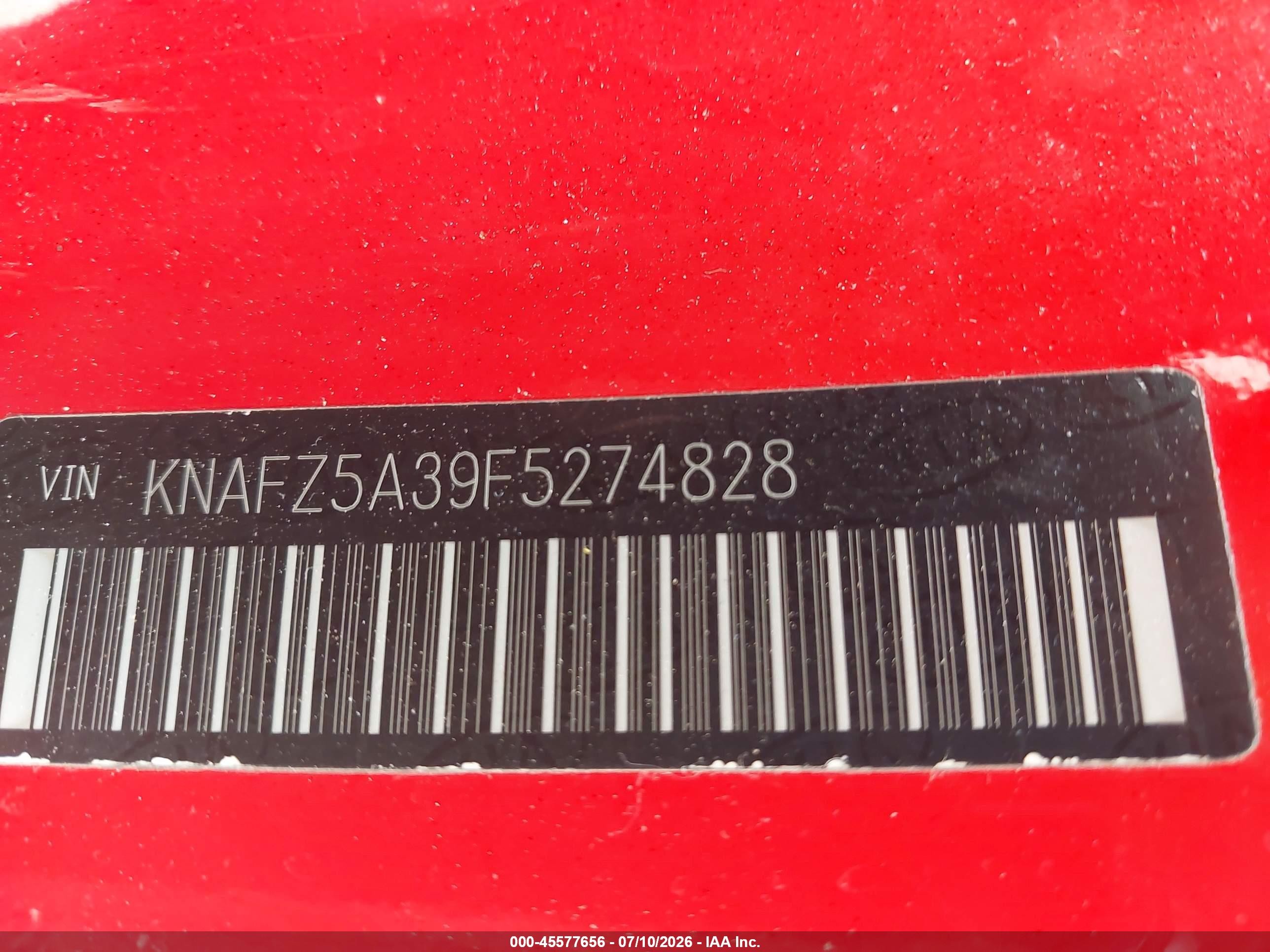 2015 Kia Forte Sx Red vin: KNAFZ5A39F5274828