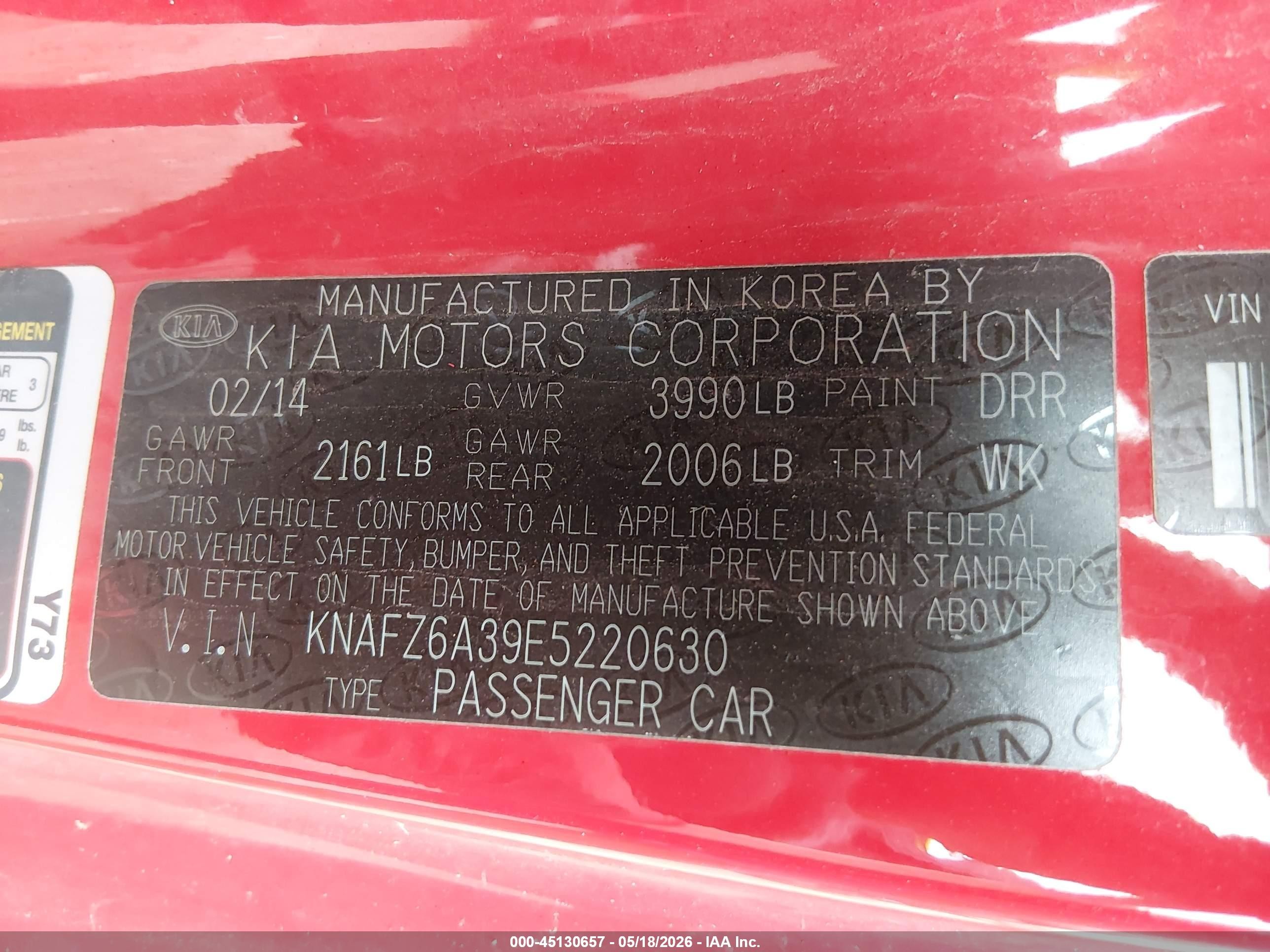 2014 Kia Forte Koup Sx Red vin: KNAFZ6A39E5220630