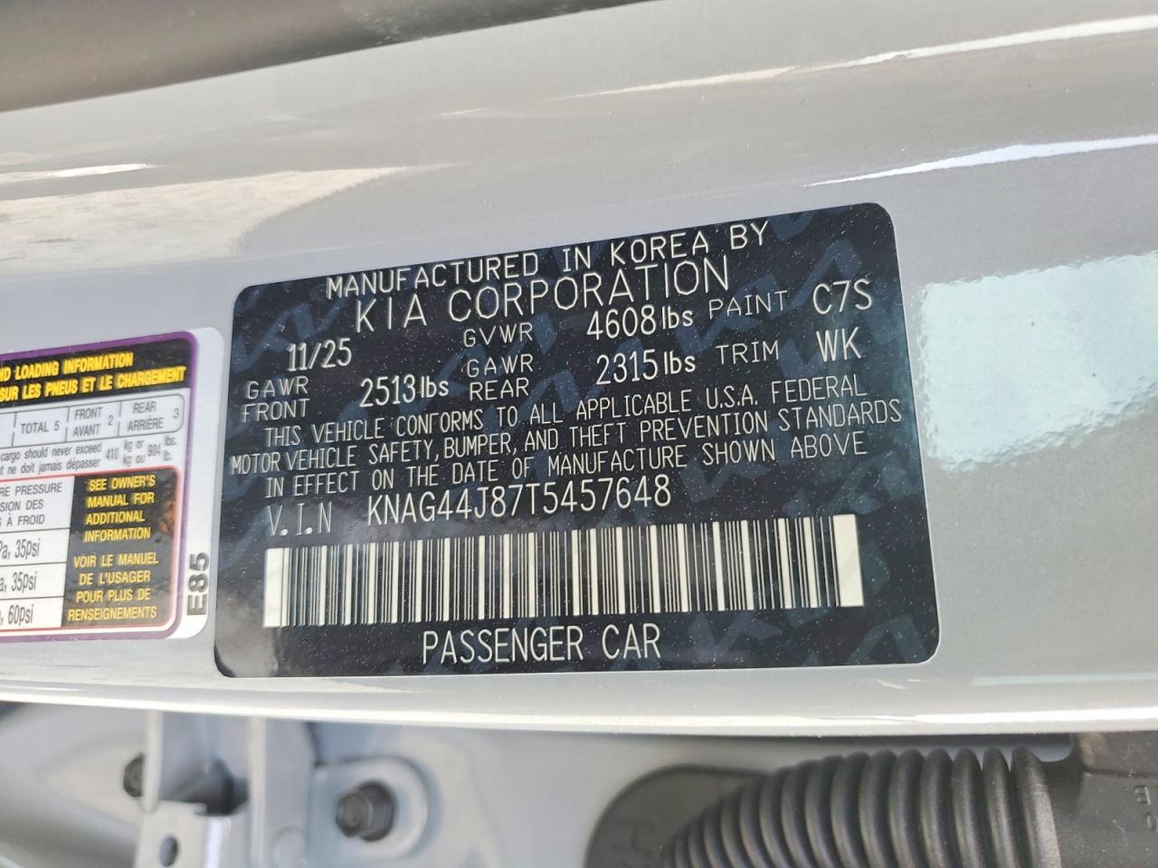 2026 Kia K5 Gt Gray vin: KNAG44J87T5457648