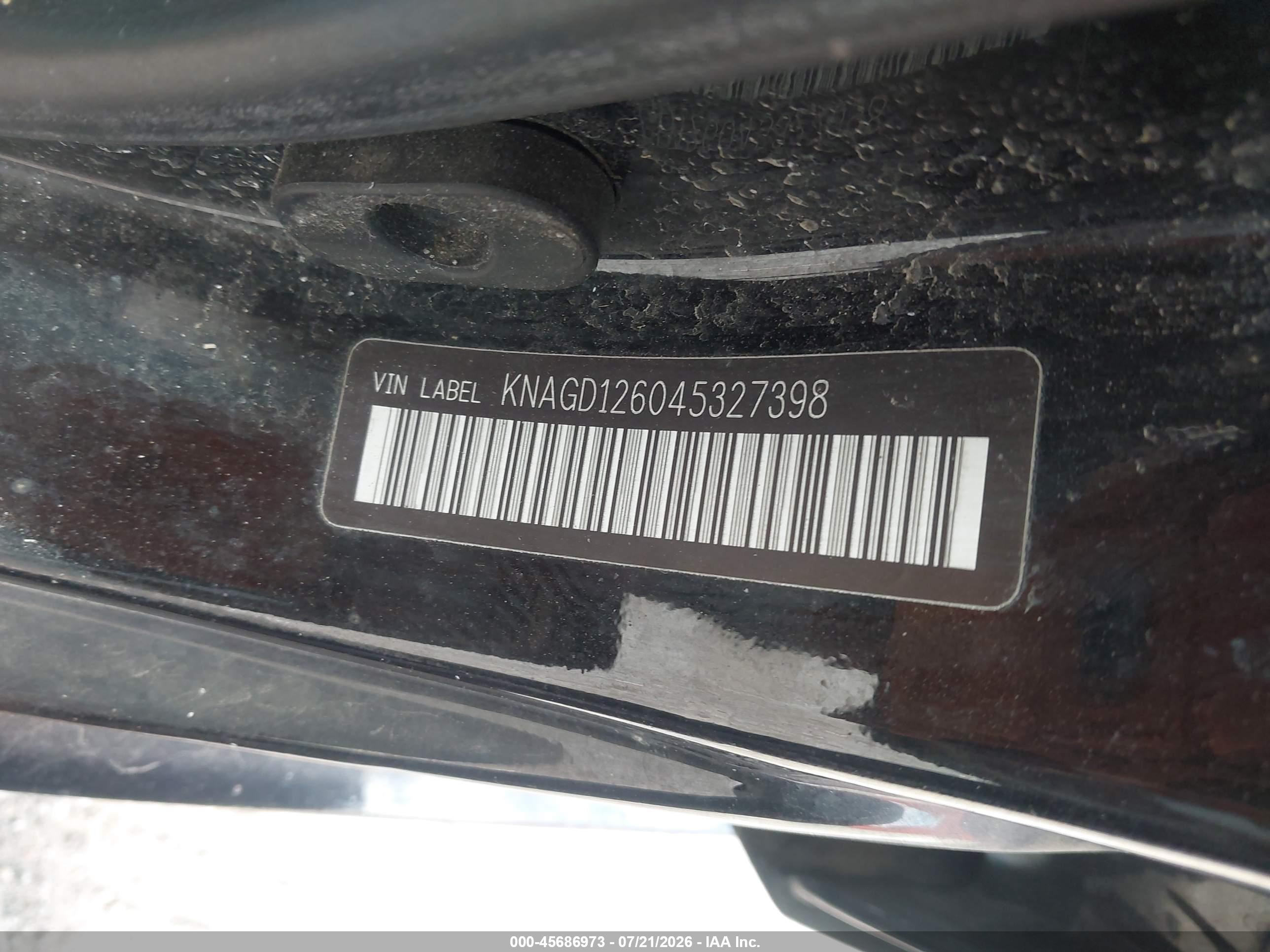 2004 Kia Optima Ex/lx Black vin: KNAGD126045327398