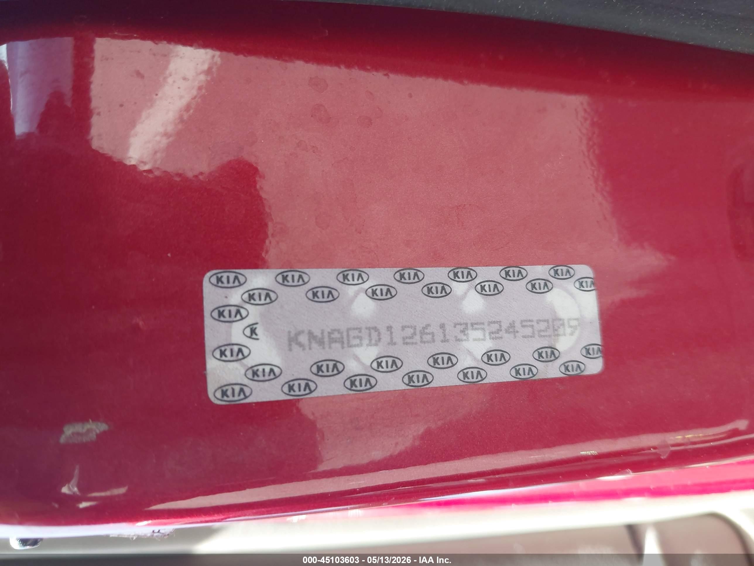 2003 Kia Optima Lx/se Maroon vin: KNAGD126135245209