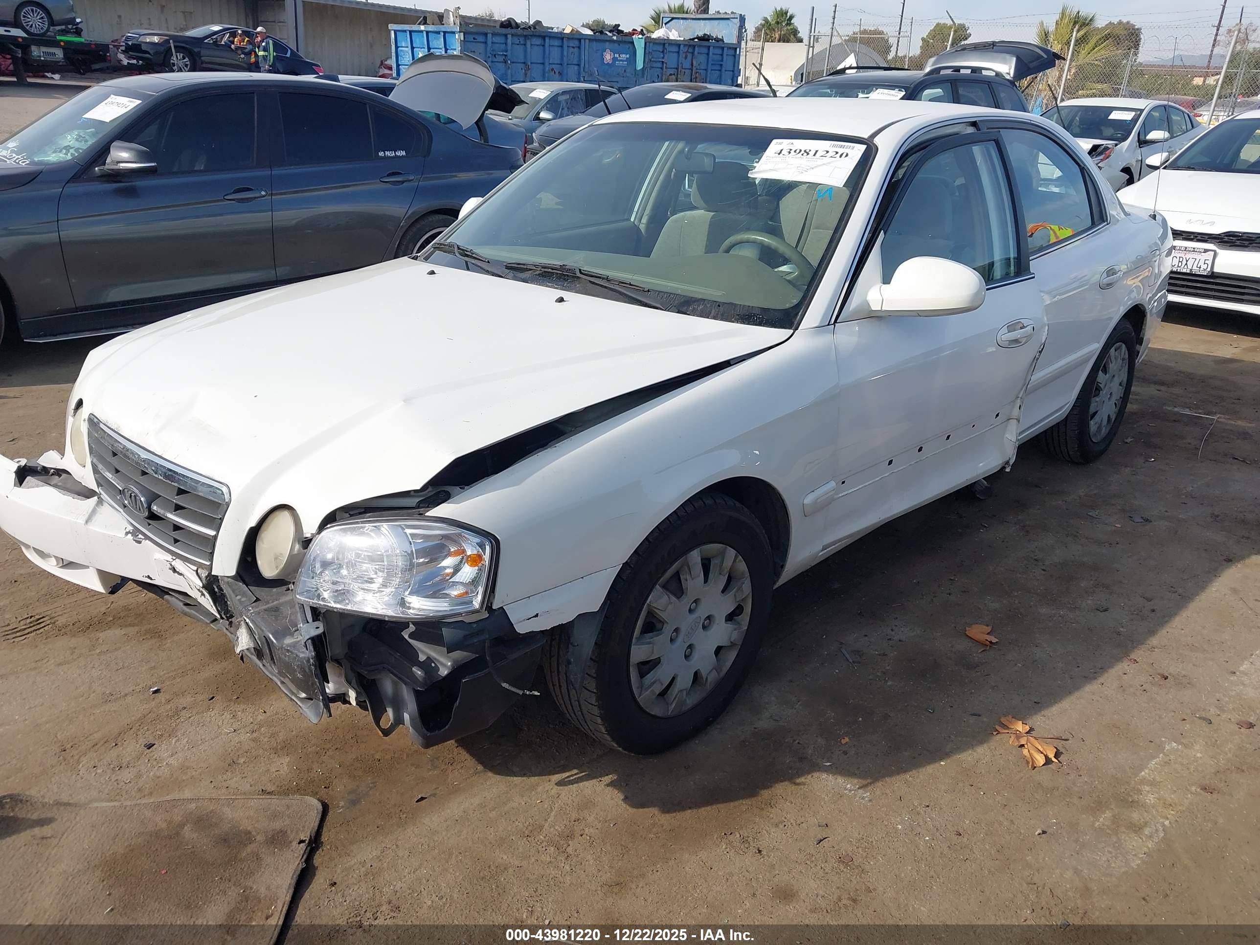 2005 Kia Optima Ex/lx White vin: KNAGD126255398992