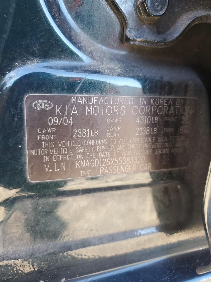 2005 Kia Optima Lx Green vin: KNAGD126X55383320