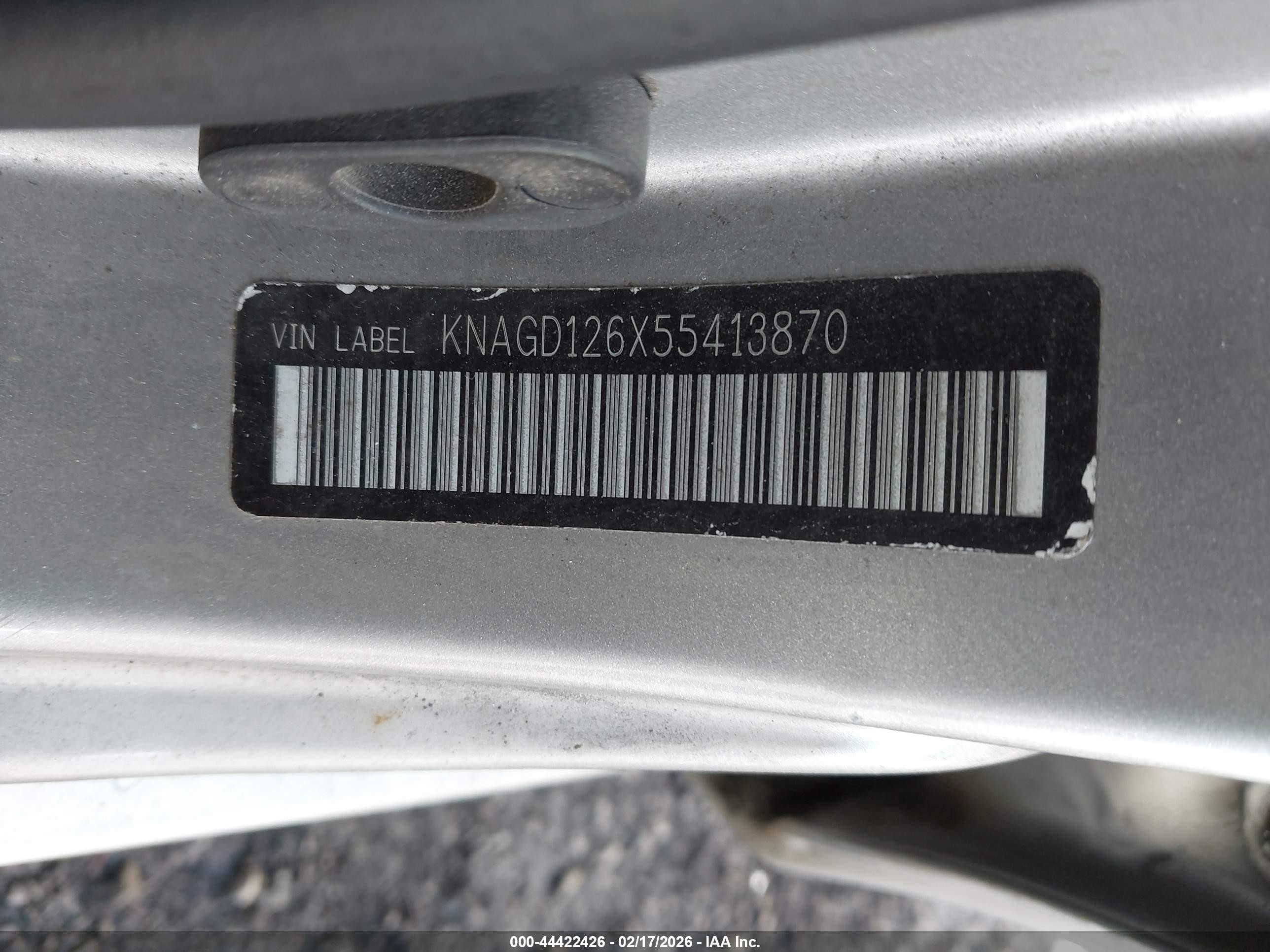 2005 Kia Optima Ex/lx Silver vin: KNAGD126X55413870