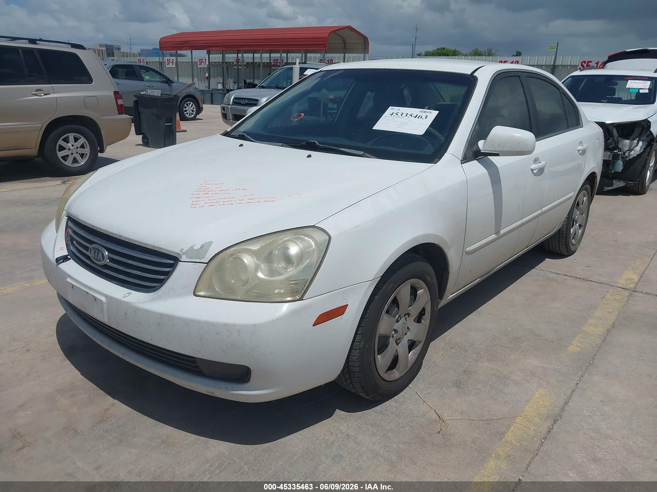 2007 Kia Optima Lx White vin: KNAGE123075114961