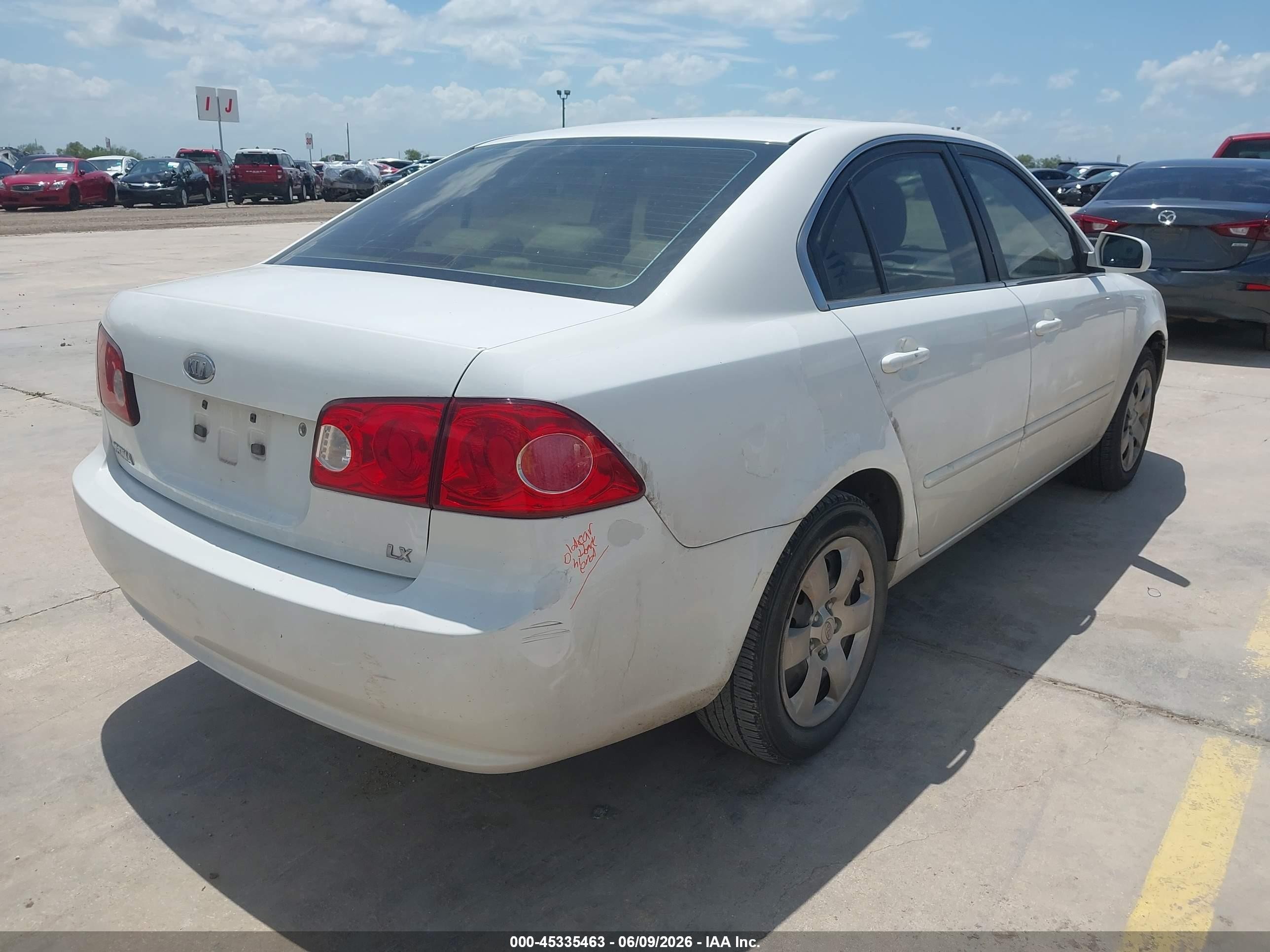 2007 Kia Optima Lx White vin: KNAGE123075114961