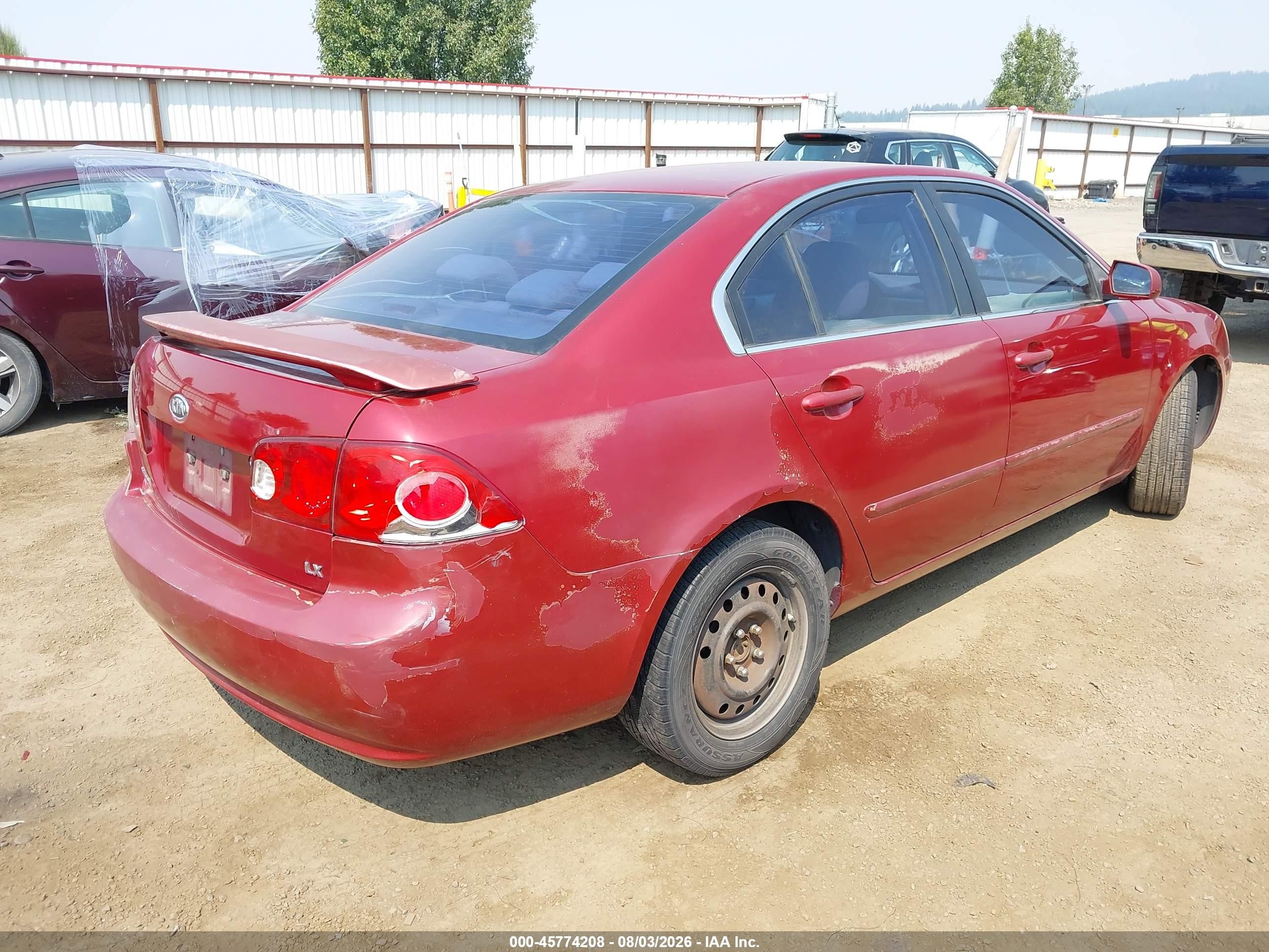 2007 Kia Optima Lx Red vin: KNAGE123075145823