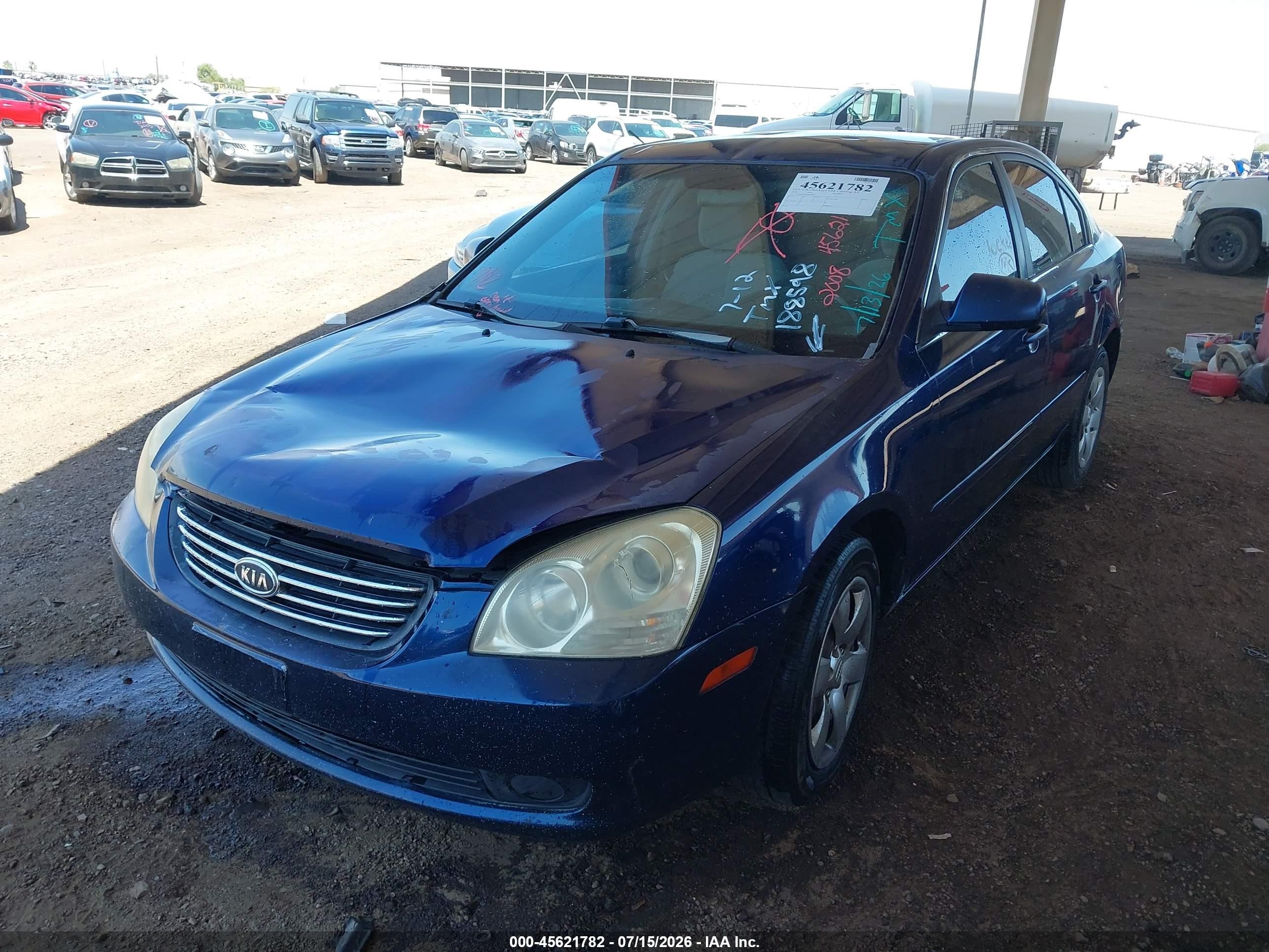 2008 Kia Optima Lx Blue vin: KNAGE123185188598