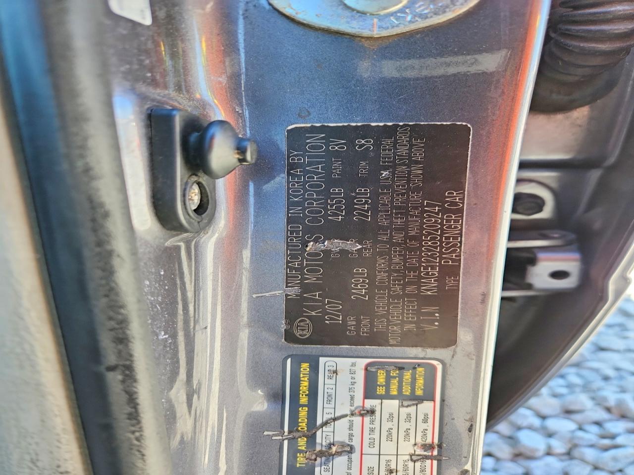 2008 Kia Optima Lx/ex Gray vin: KNAGE123285209247