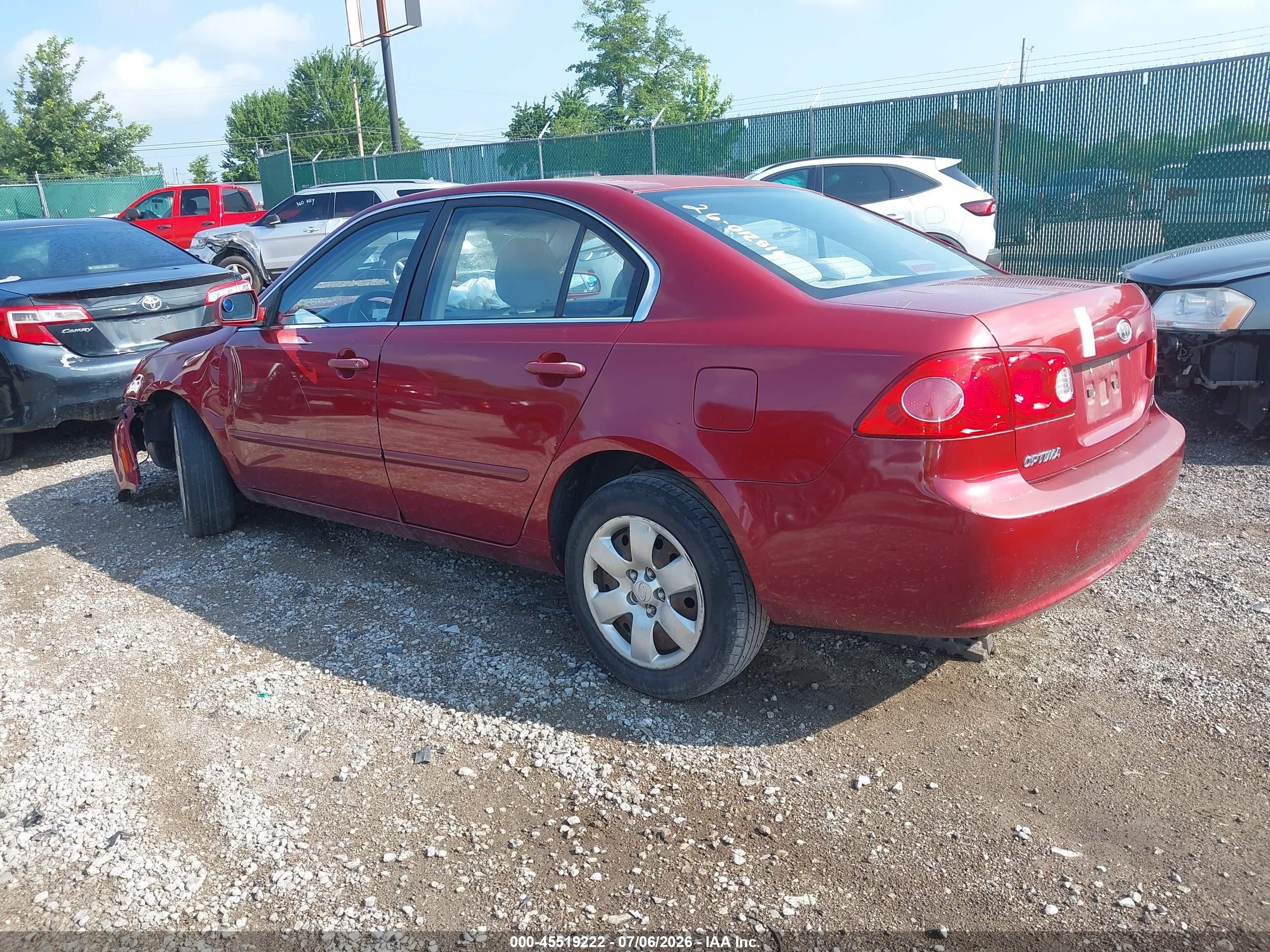 2008 Kia Optima Lx Maroon vin: KNAGE123485222615