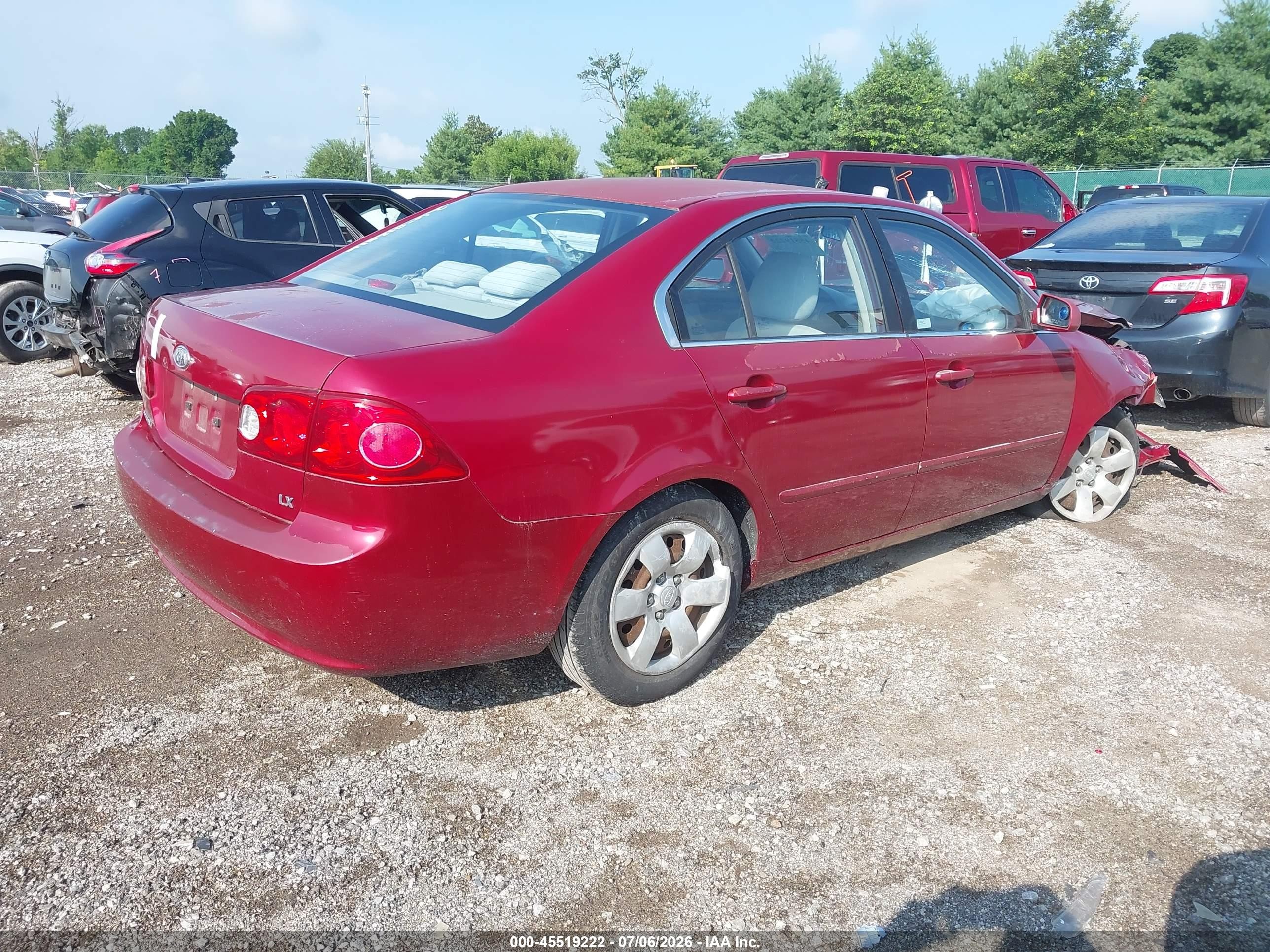 2008 Kia Optima Lx Maroon vin: KNAGE123485222615