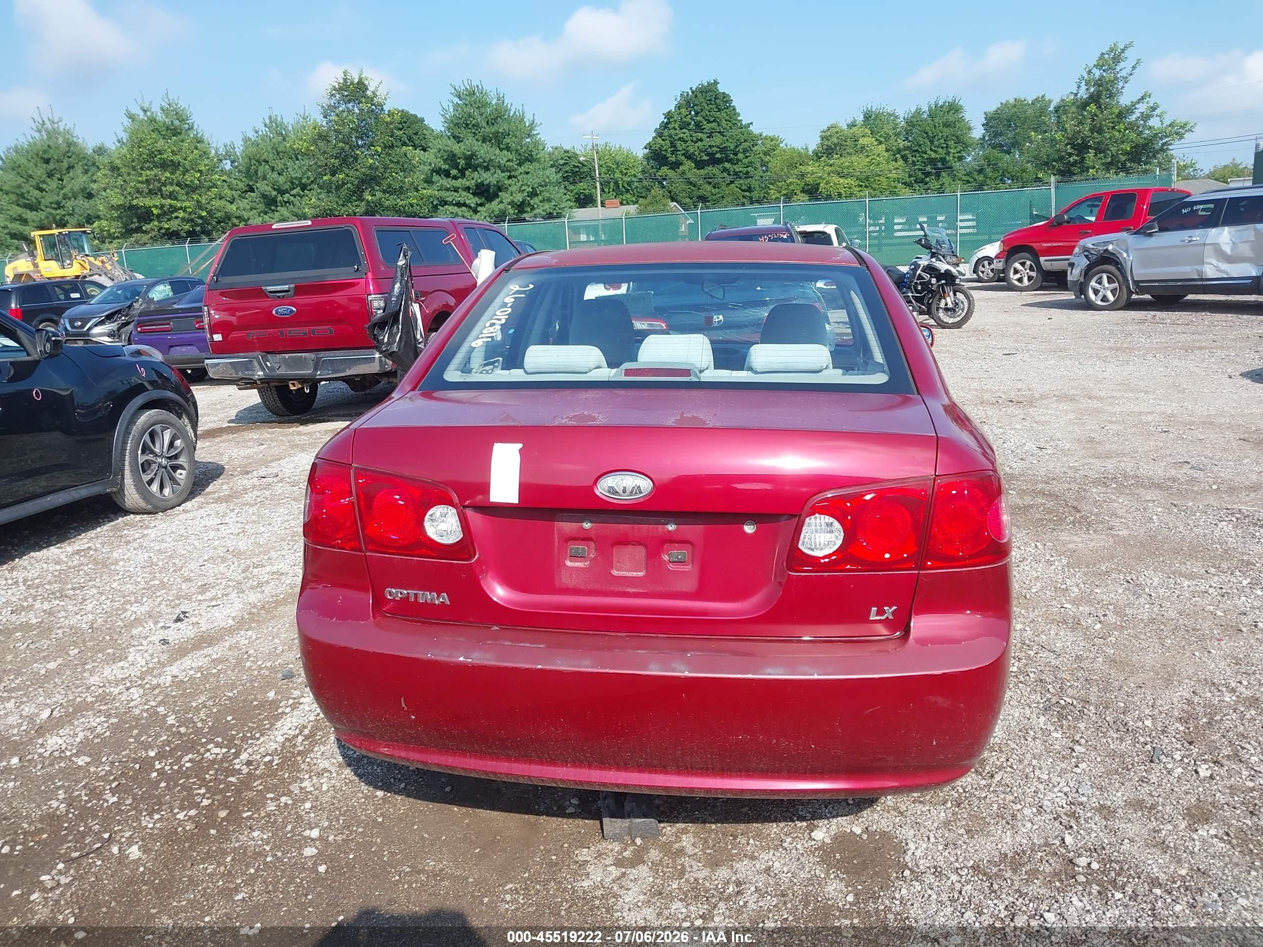 2008 Kia Optima Lx Maroon vin: KNAGE123485222615