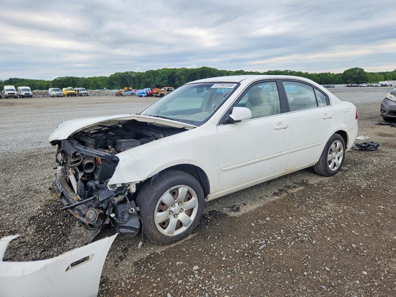 2007 Kia Optima Lx White vin: KNAGE123675104967