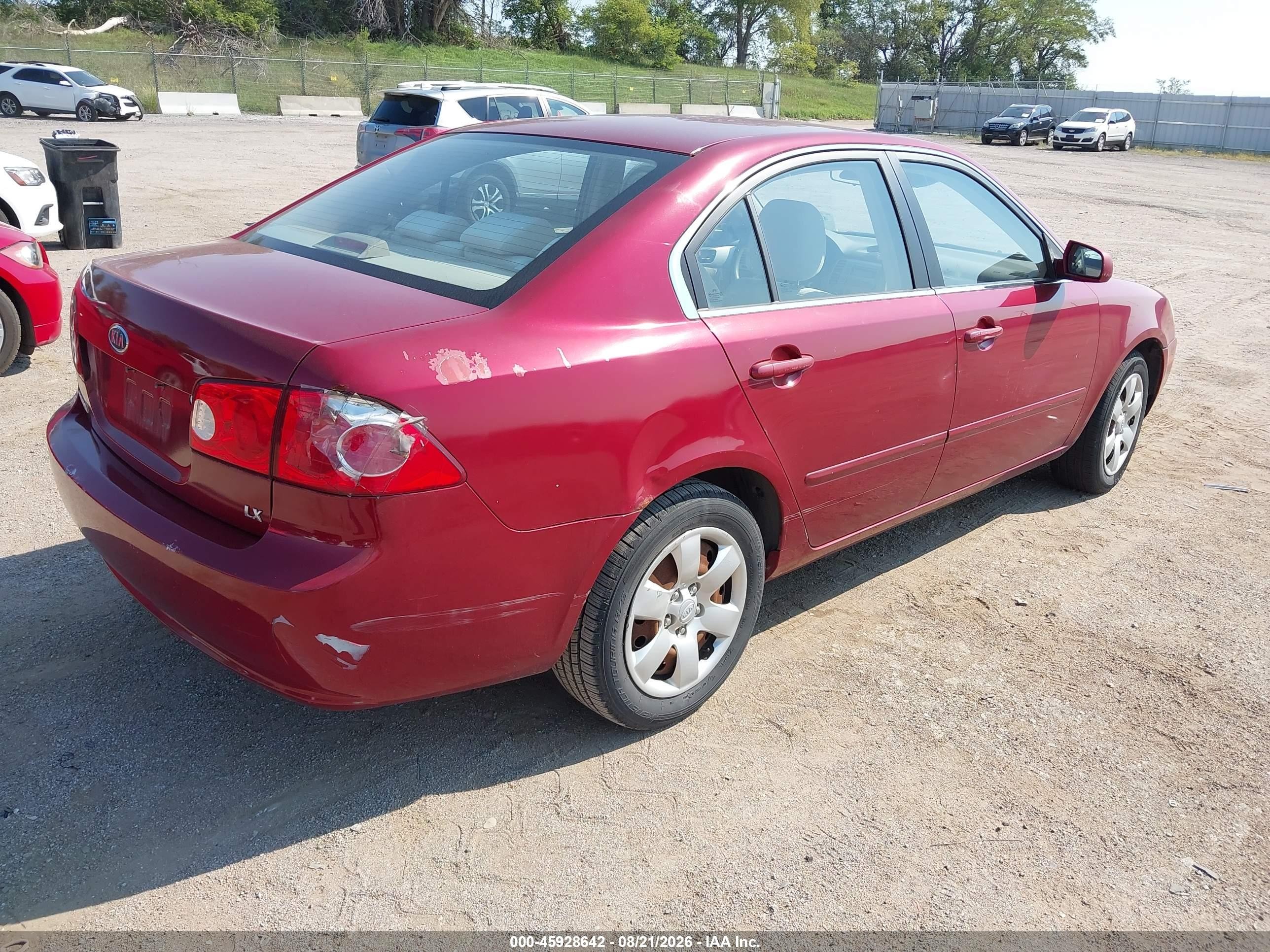 2007 Kia Optima Lx Red vin: KNAGE123775152915