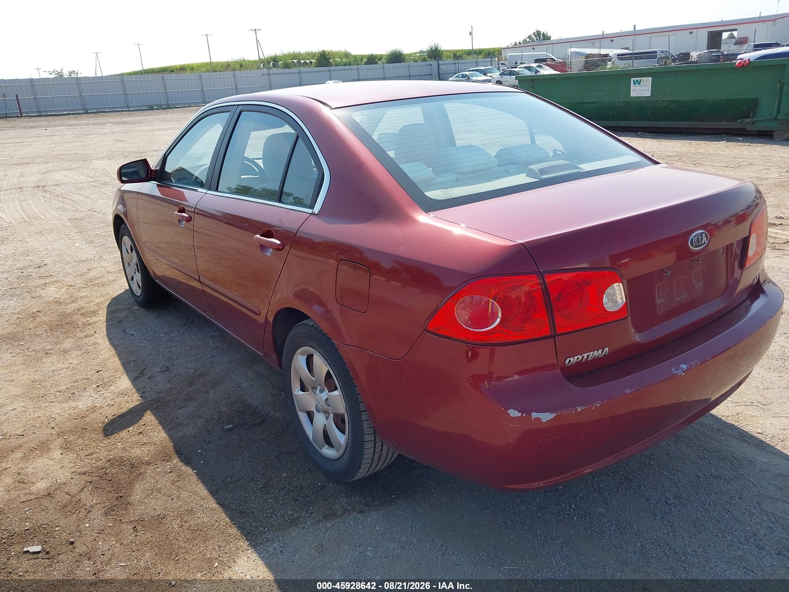 2007 Kia Optima Lx Red vin: KNAGE123775152915