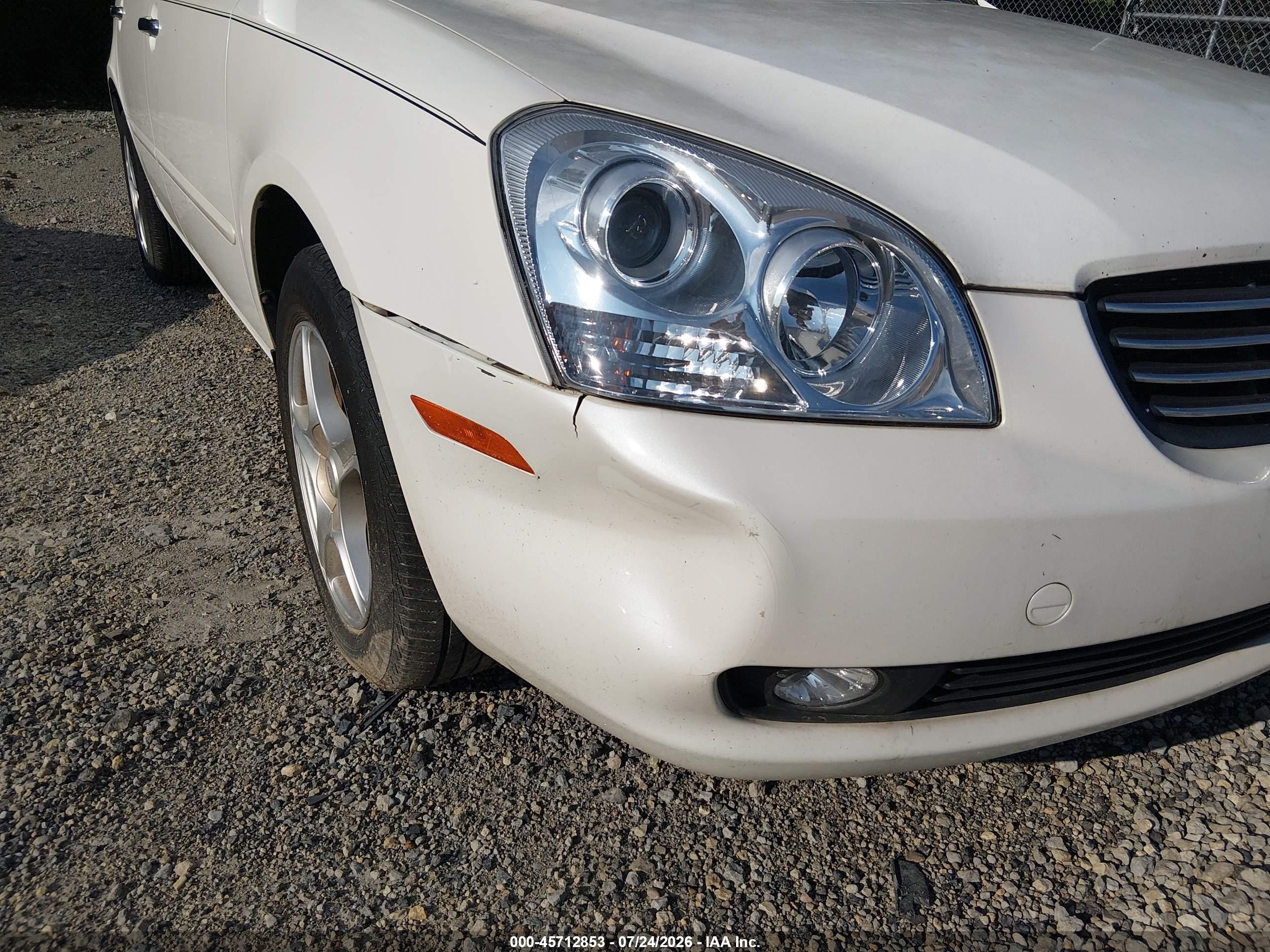 2007 Kia Optima Ex V6 White vin: KNAGE124875140202