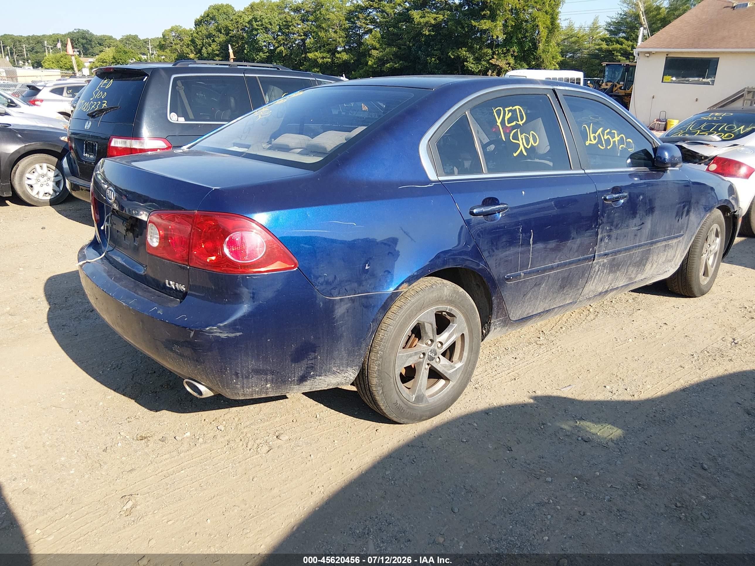 2008 Kia Optima Lx V6 Blue vin: KNAGE124985189684