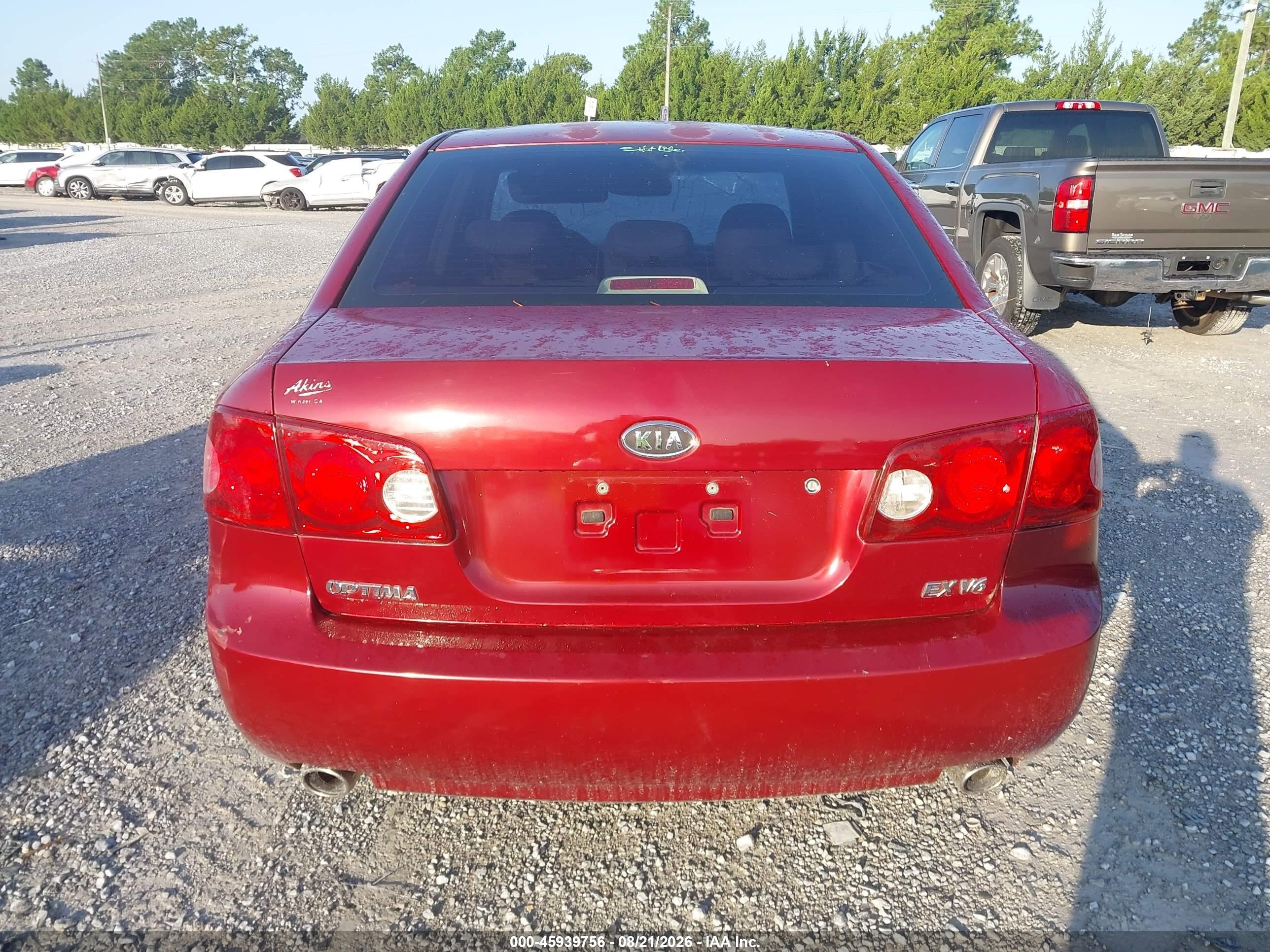 2006 Kia Optima Ex V6 (new)/lx V6 (new) Red vin: KNAGE124X65071110