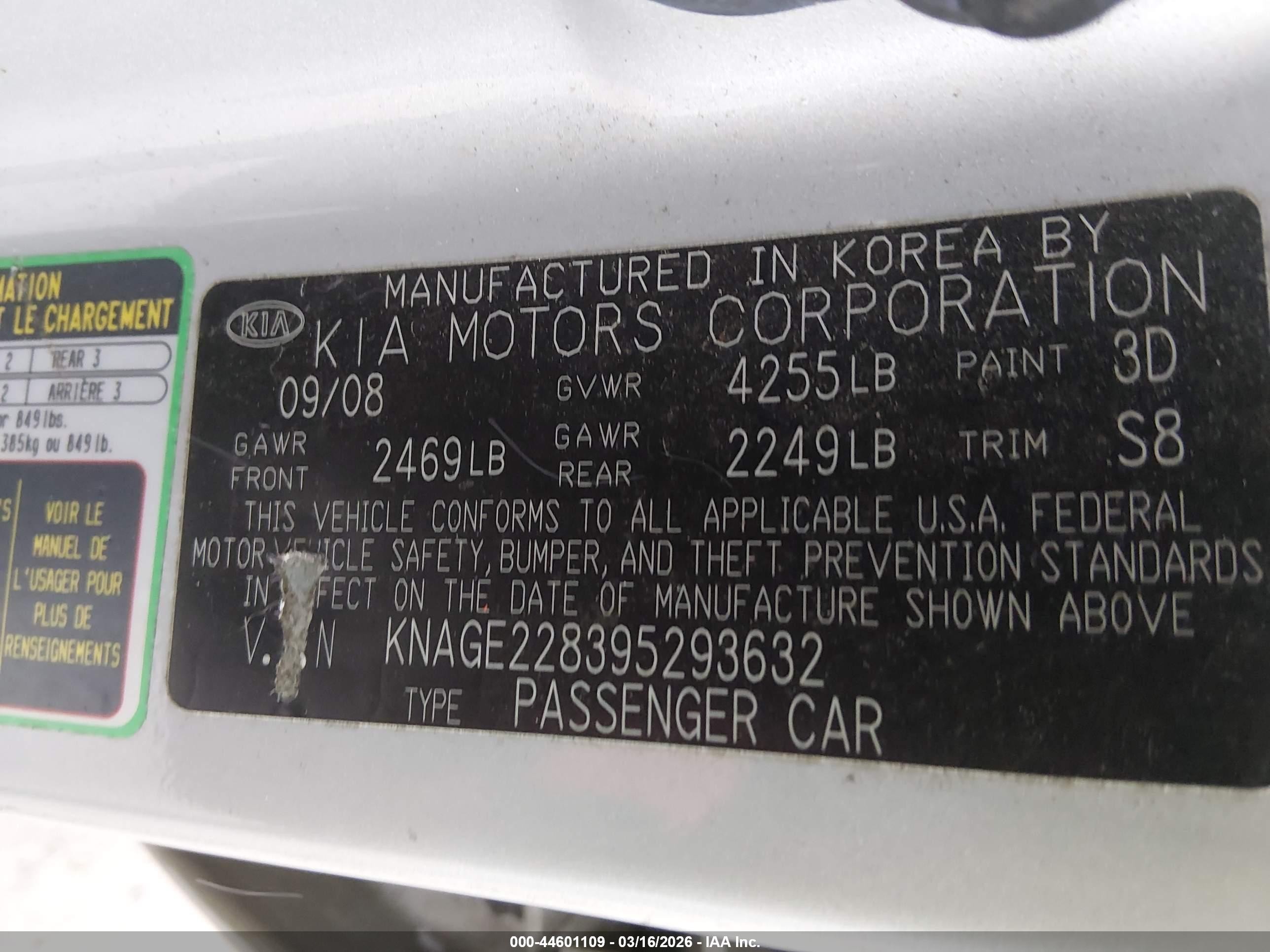 2009 Kia Optima Lx Silver vin: KNAGE228395293632
