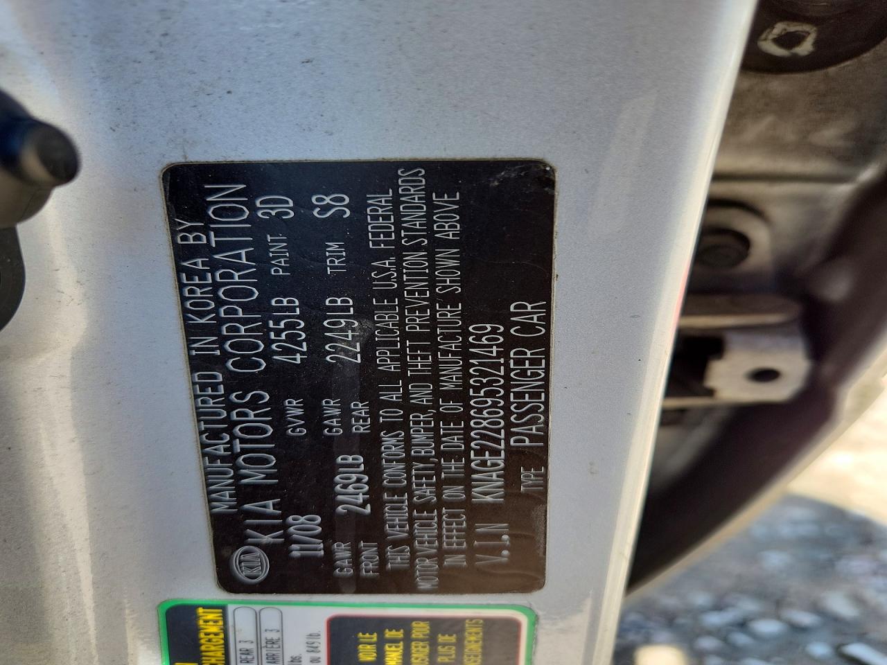 2009 Kia Optima Lx Серебряный vin: KNAGE228695321469