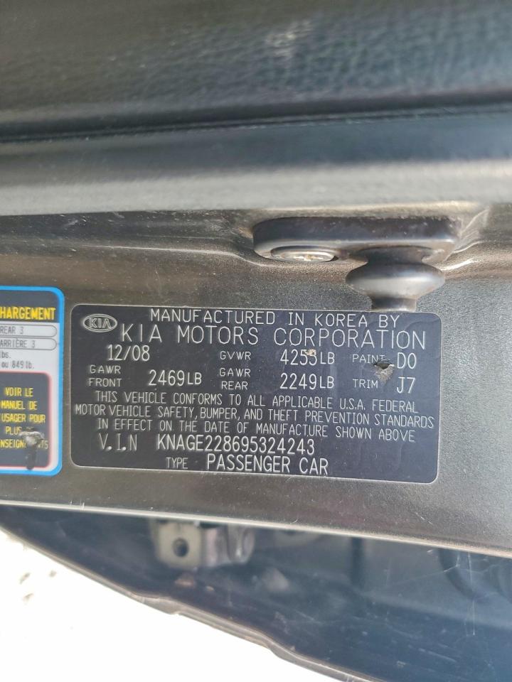 2009 Kia Optima Lx Gray vin: KNAGE228695324243