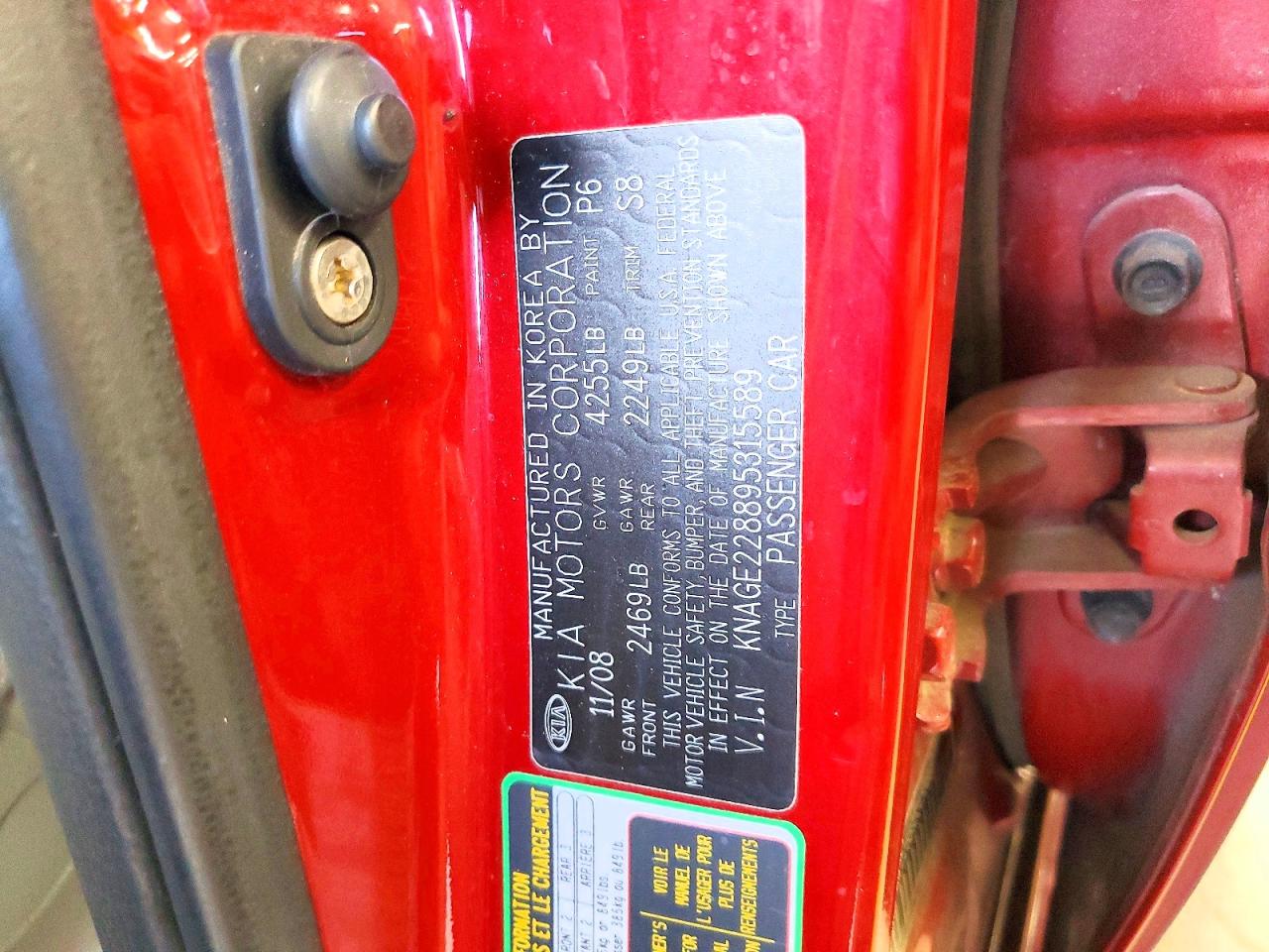 2009 Kia Optima Lx Red vin: KNAGE228895315589