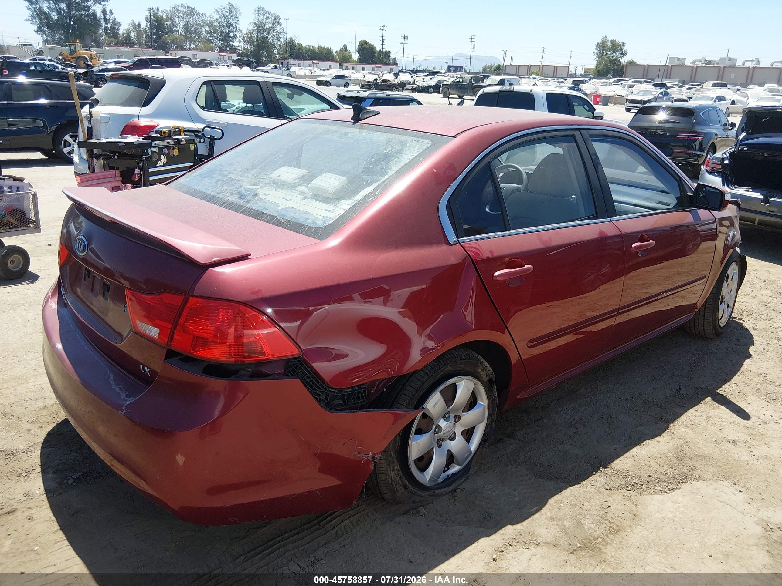 2009 Kia Optima Lx Burgundy vin: KNAGE228895321747